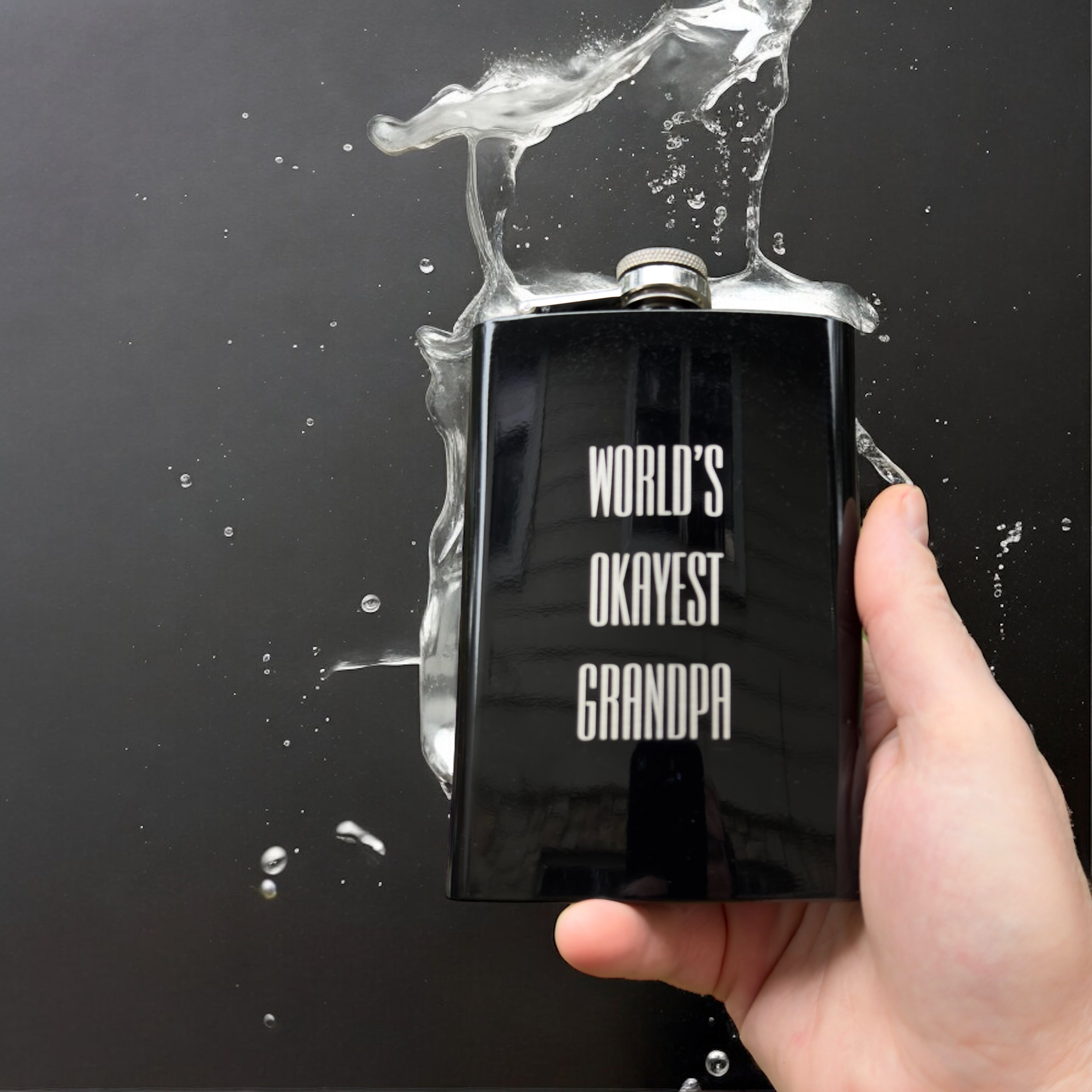 8oz BLACK World's Okayest Grandpa Flask