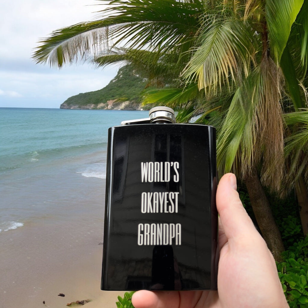 8oz BLACK World's Okayest Grandpa Flask