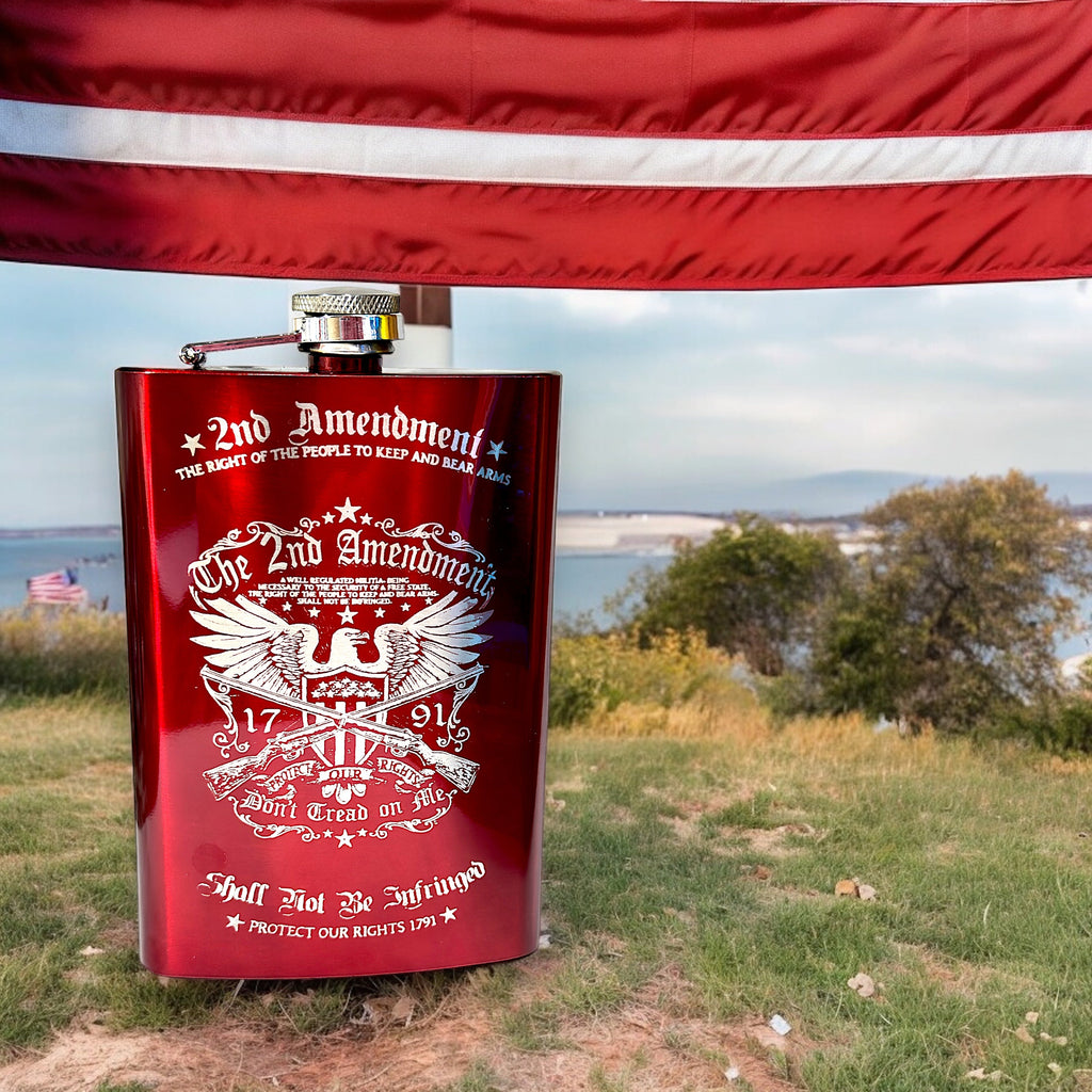 8oz RED 2nd Amendment Flask