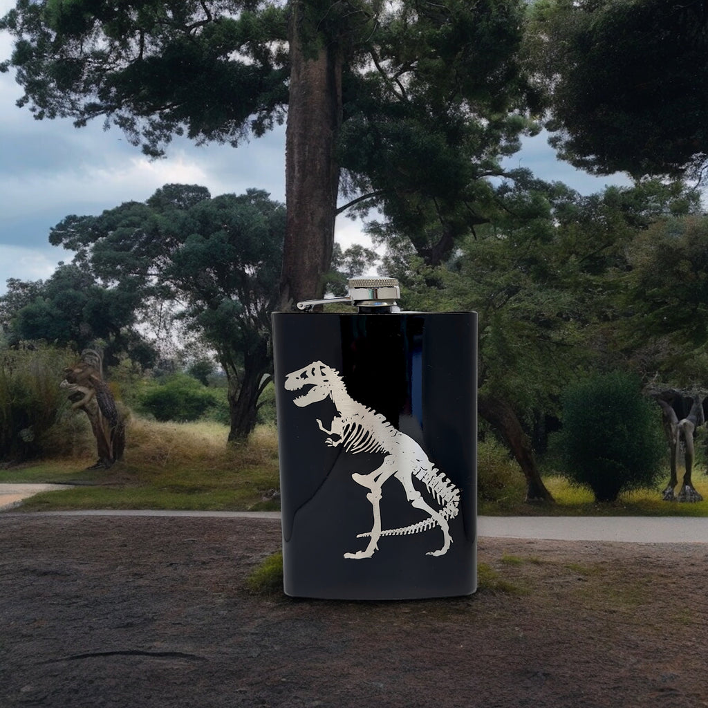 8oz T-Rex Black Flask Trex