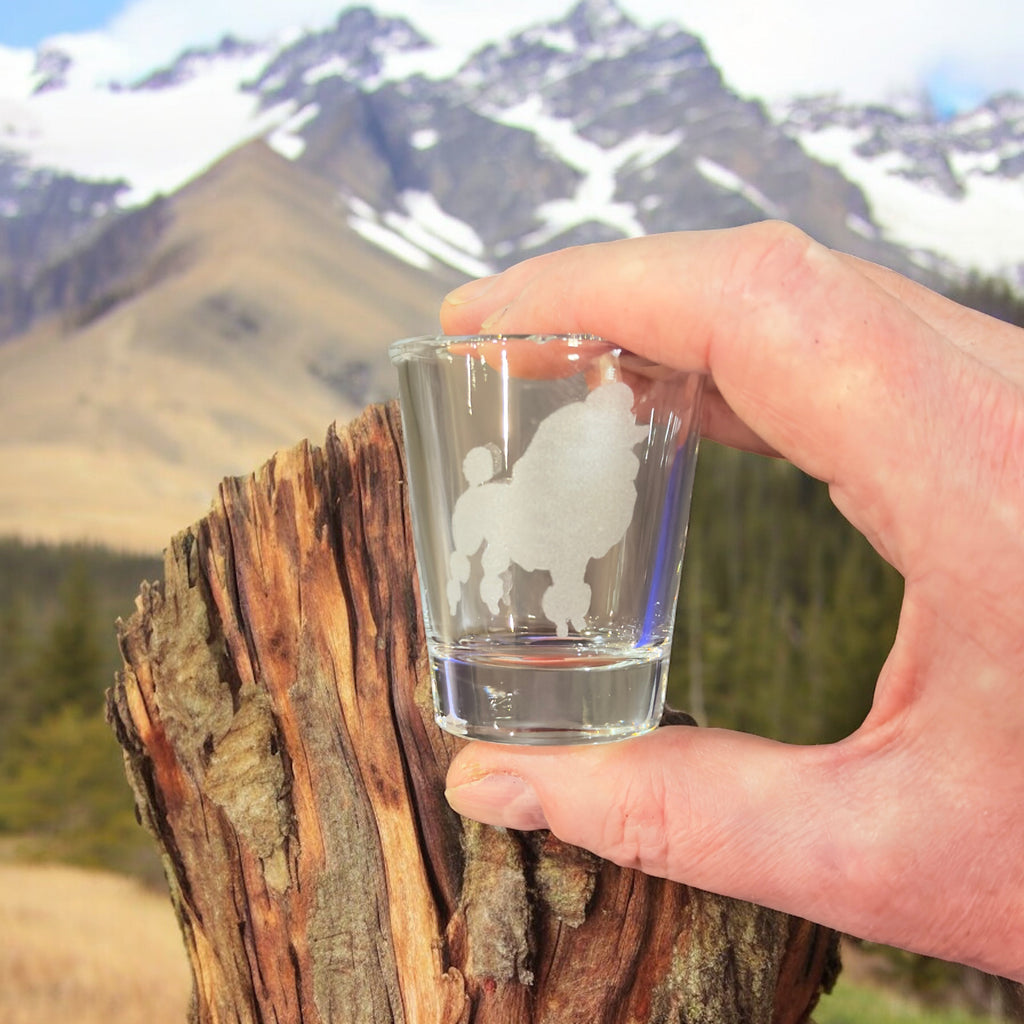 2oz Poodle dog puppy Shot Glass