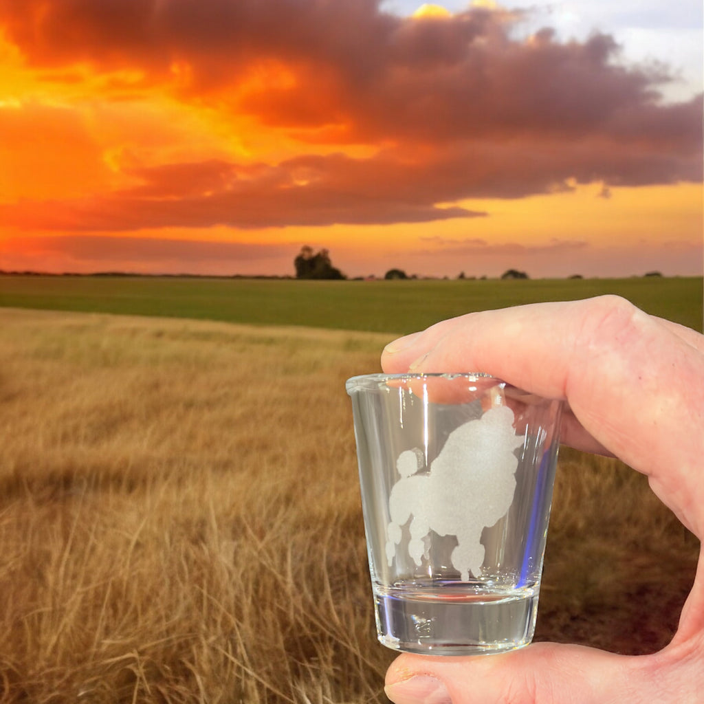 2oz Poodle dog puppy Shot Glass