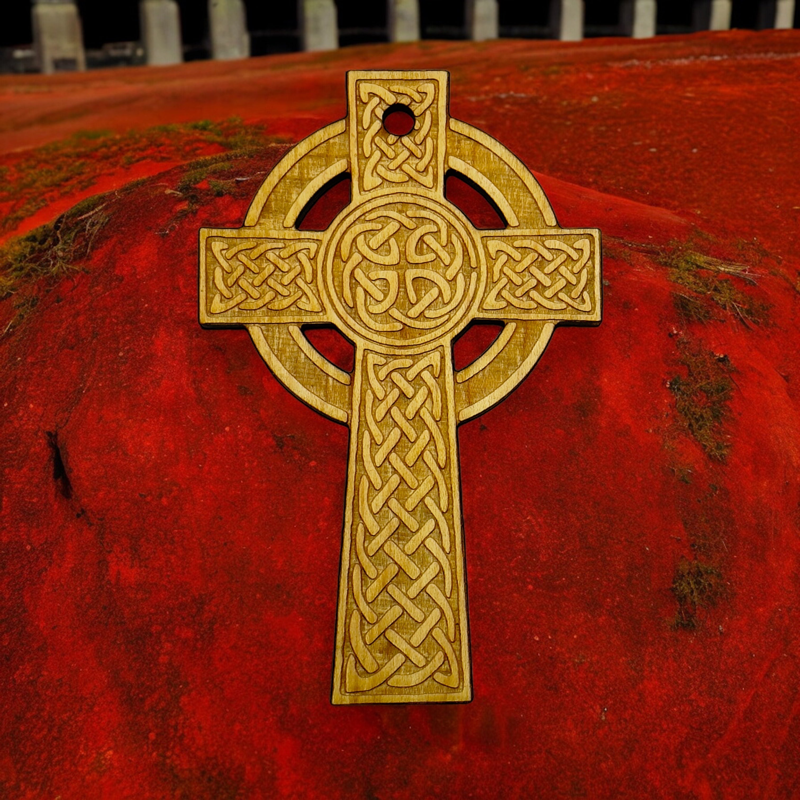 Ornament - Celtic Cross - Raw Wood 2x4in