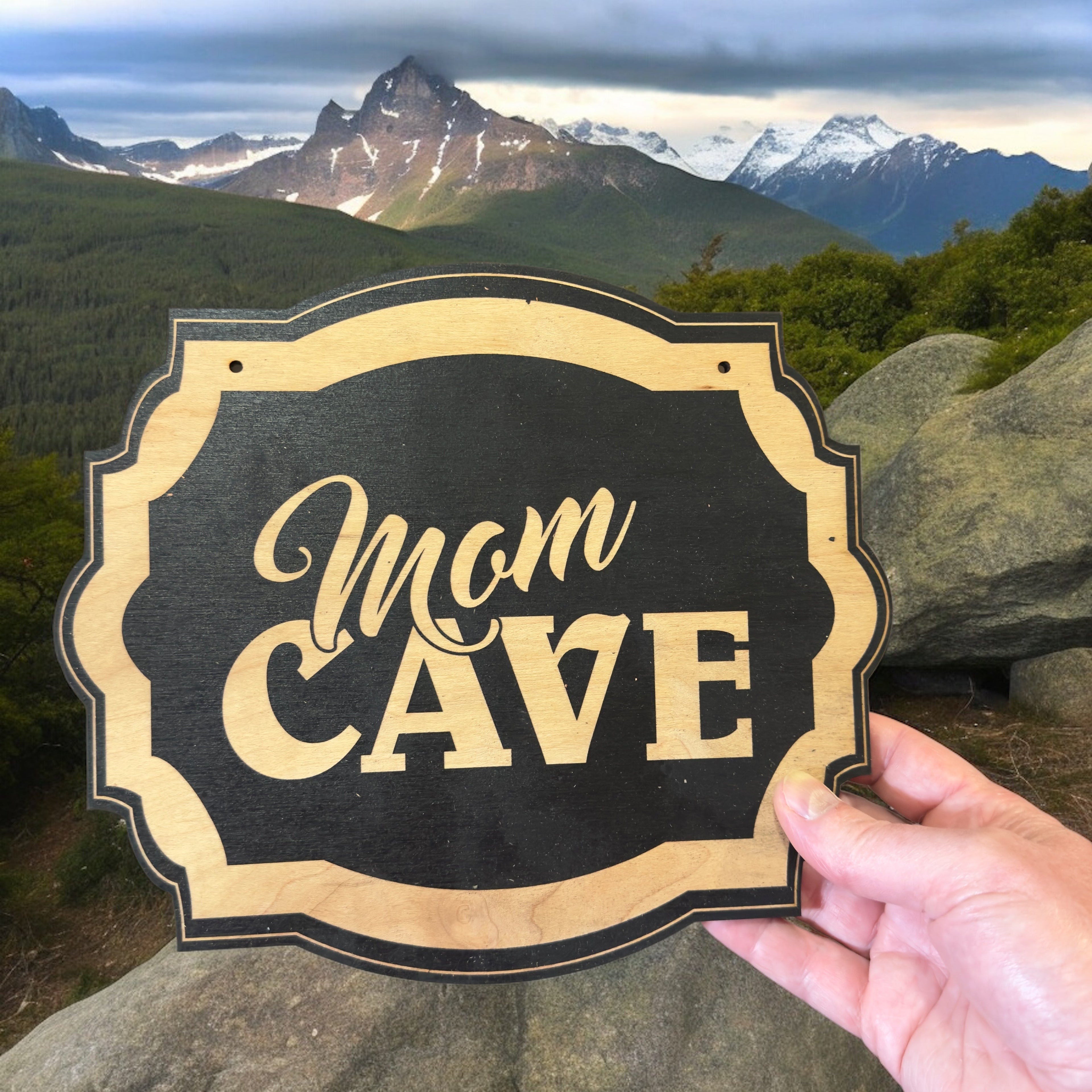 Mom Cave - Black Door Sign