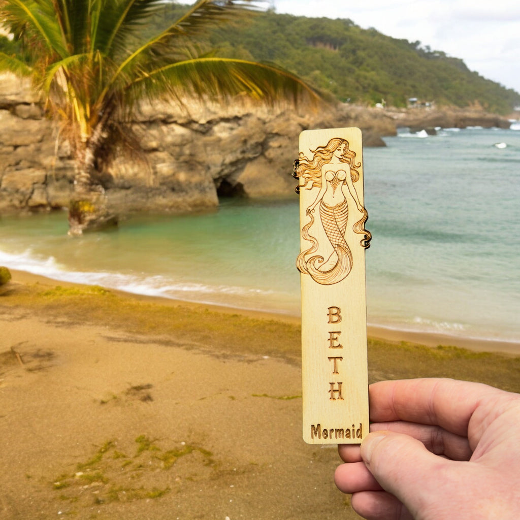 Bookmark - PERSONALIZED Mermaid - Birch wood