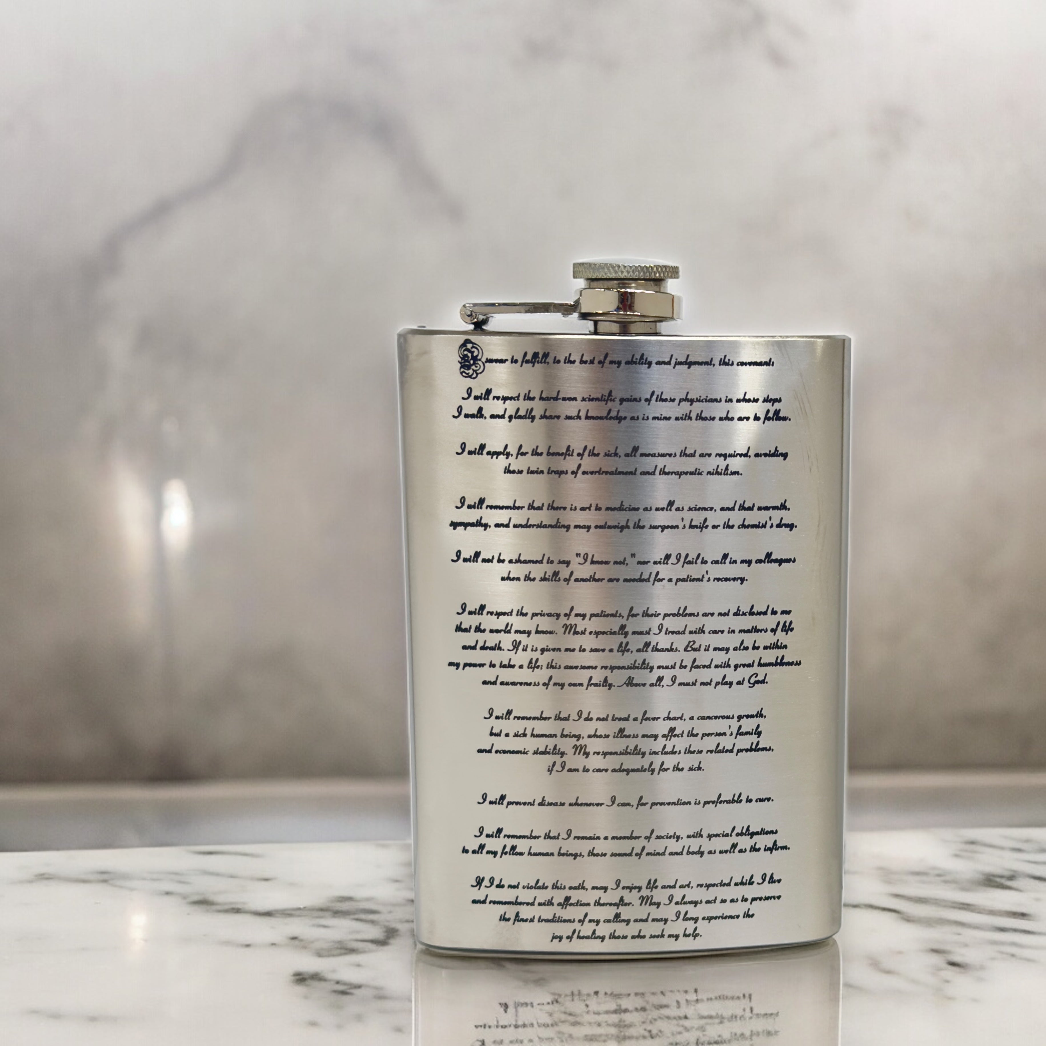 8oz Hippocratic Oath Stainless Steel Flask