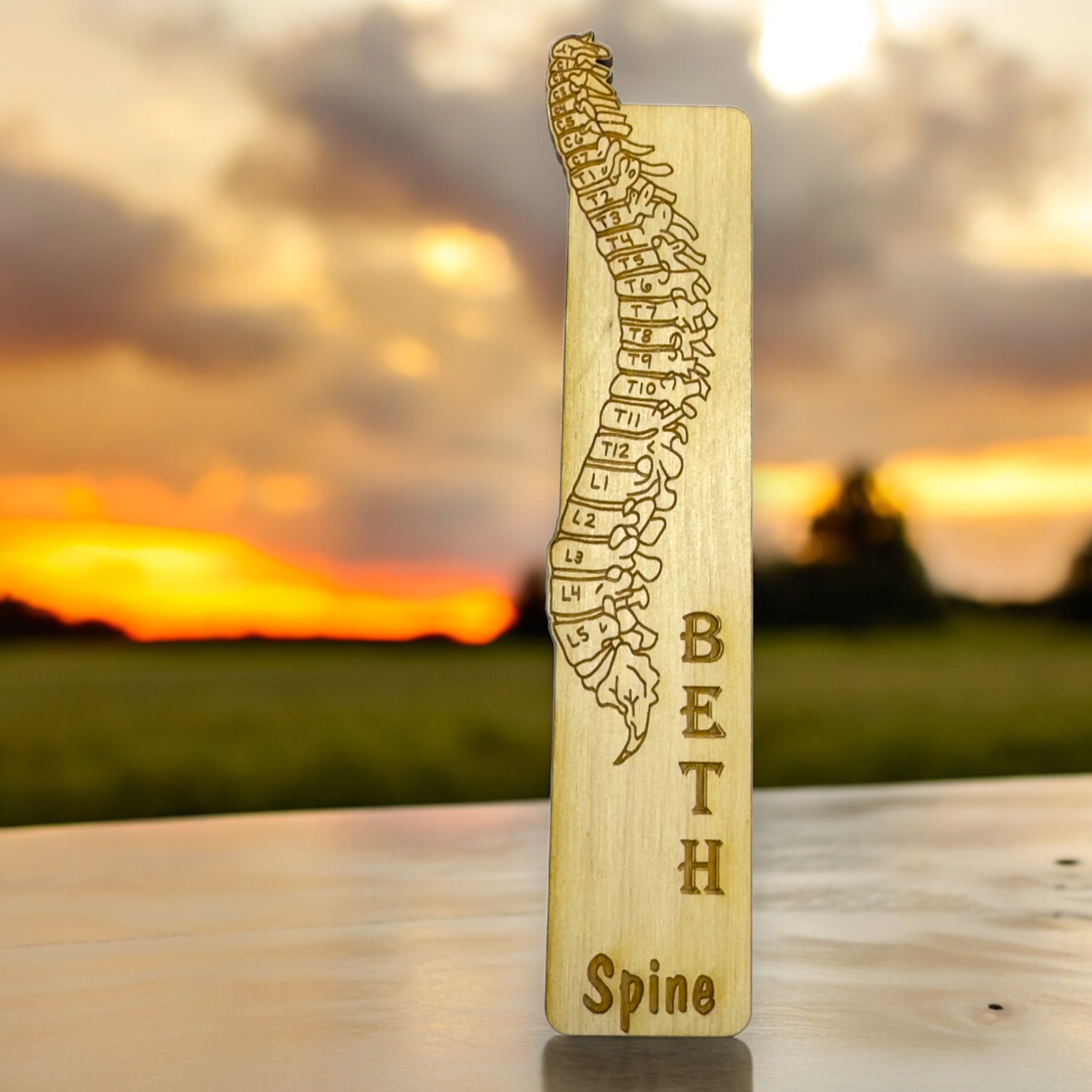 Bookmark - PERSONALIZED Spine Anatomy - Birch wood