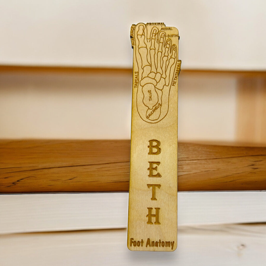 Bookmark - PERSONALIZED Foot Anotomy - Birch wood