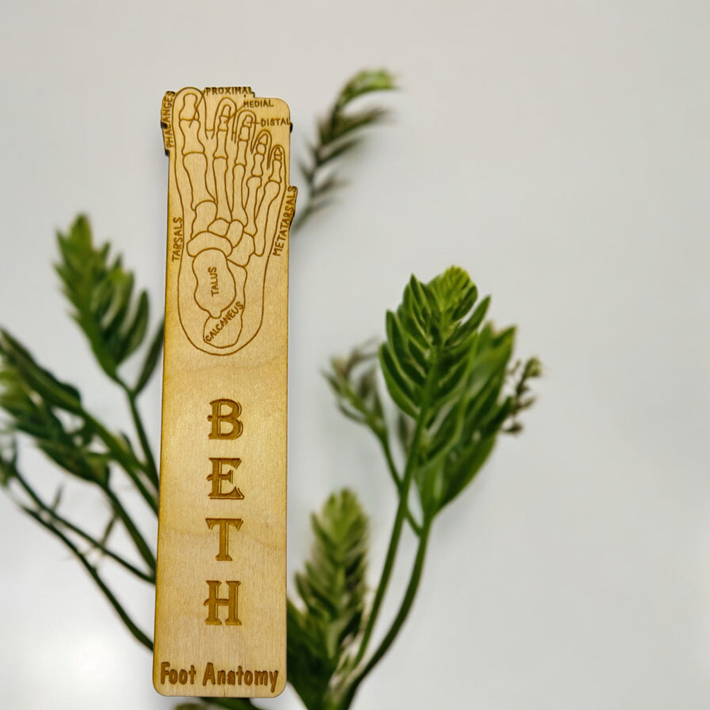 Bookmark - PERSONALIZED Foot Anotomy - Birch wood