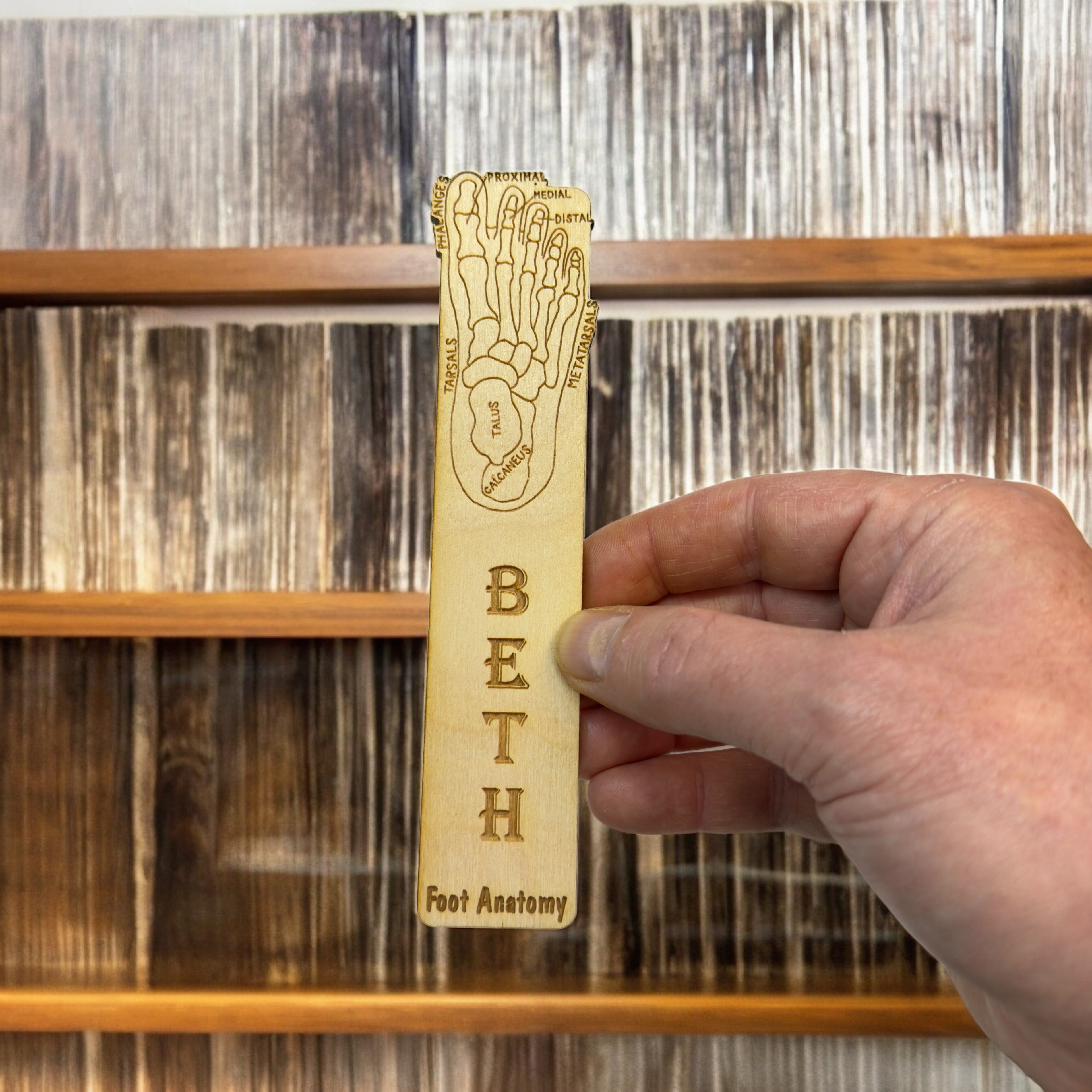 Bookmark - PERSONALIZED Foot Anotomy - Birch wood