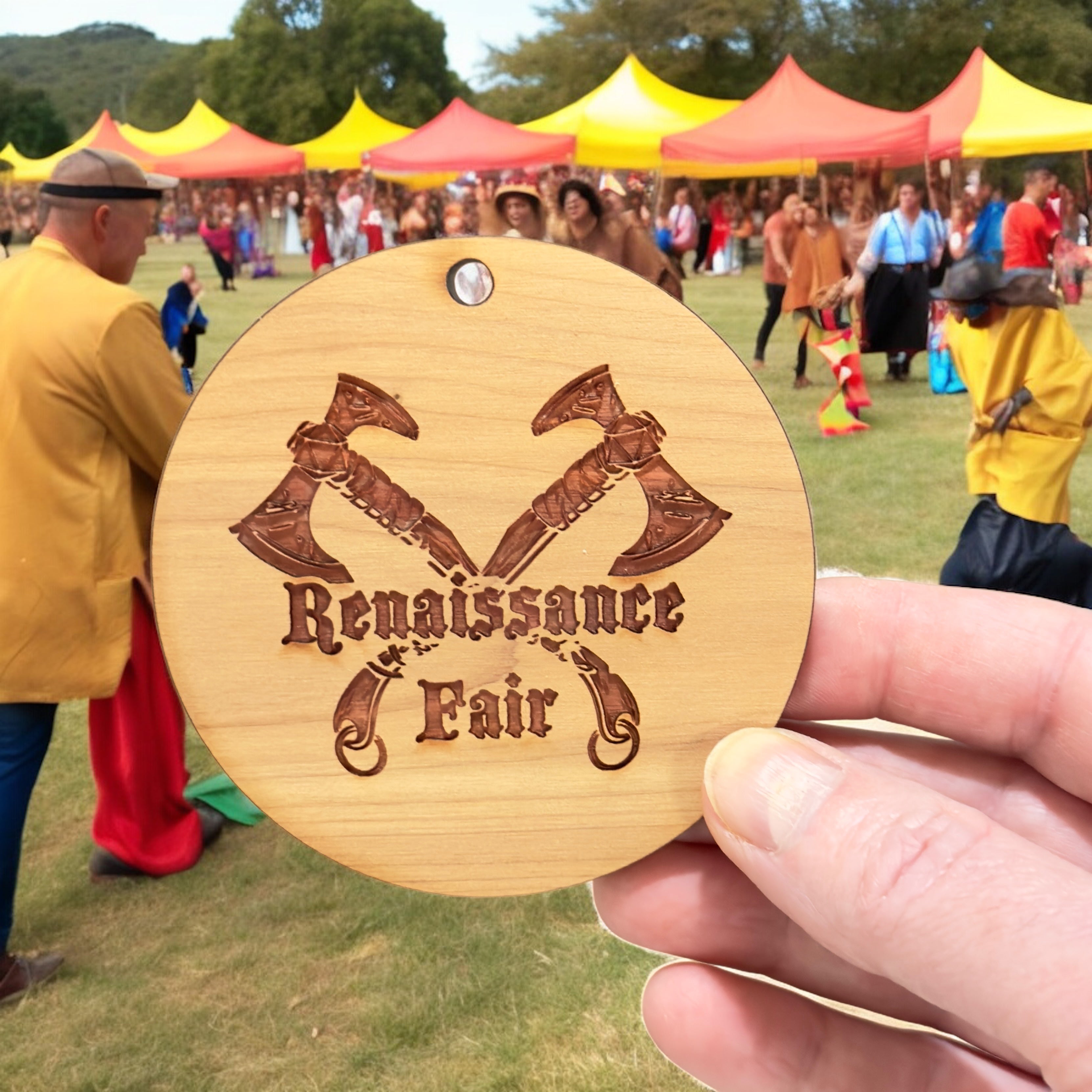 Cedar Ornament - Renaissance Fair - Raw Cedar 3x3in