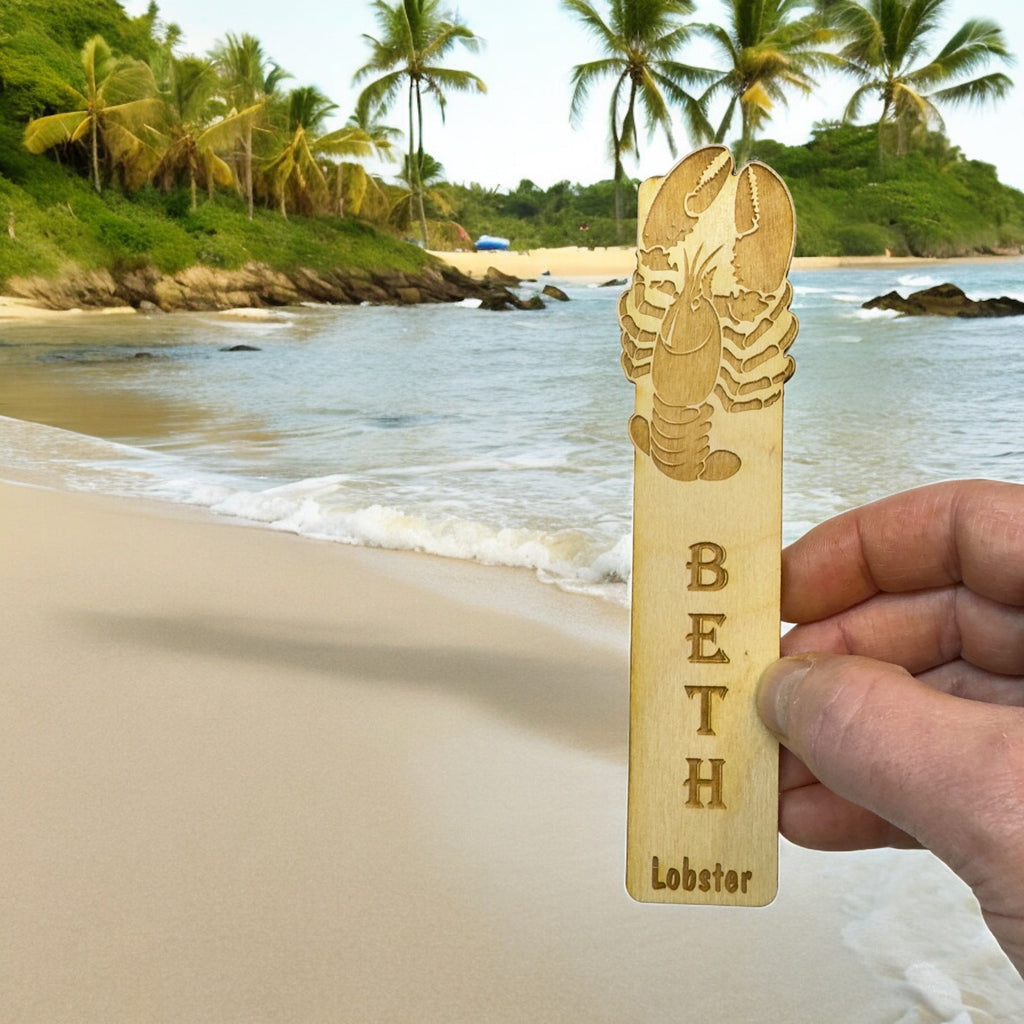 Bookmark - PERSONALIZED Lobster - Birch wood