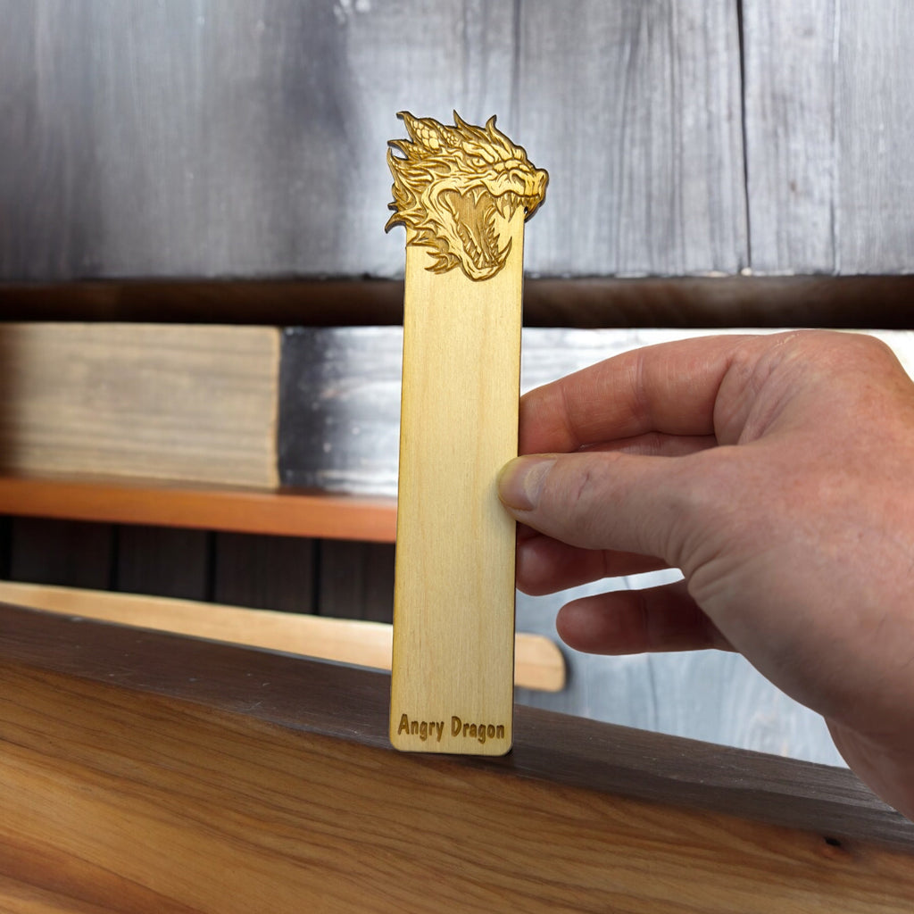 Bookmark - Angry Dragon - Birch wood