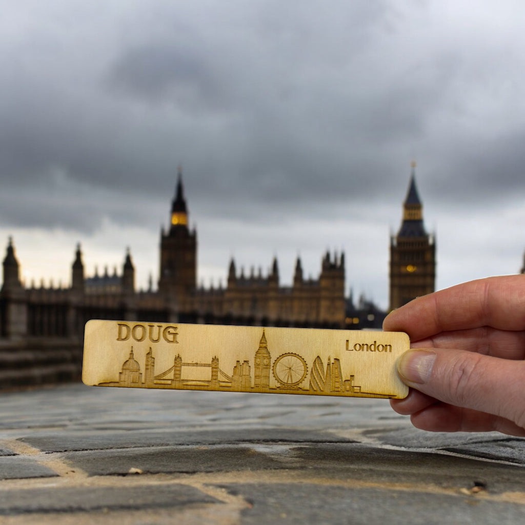 Bookmark - PERSONALIZED London Skyline - Birch wood