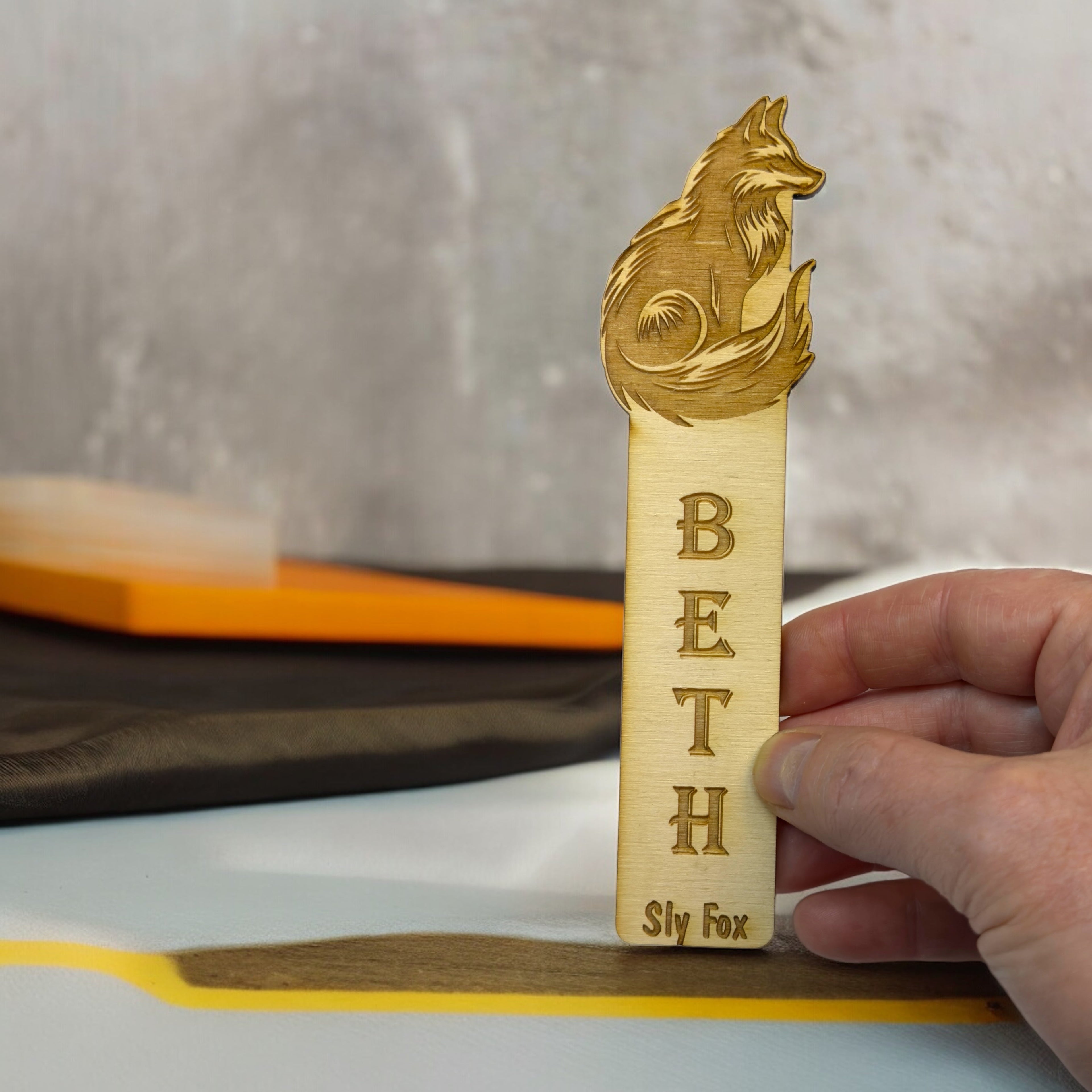 Bookmark - PERSONALIZED Sly Fox - Birch wood