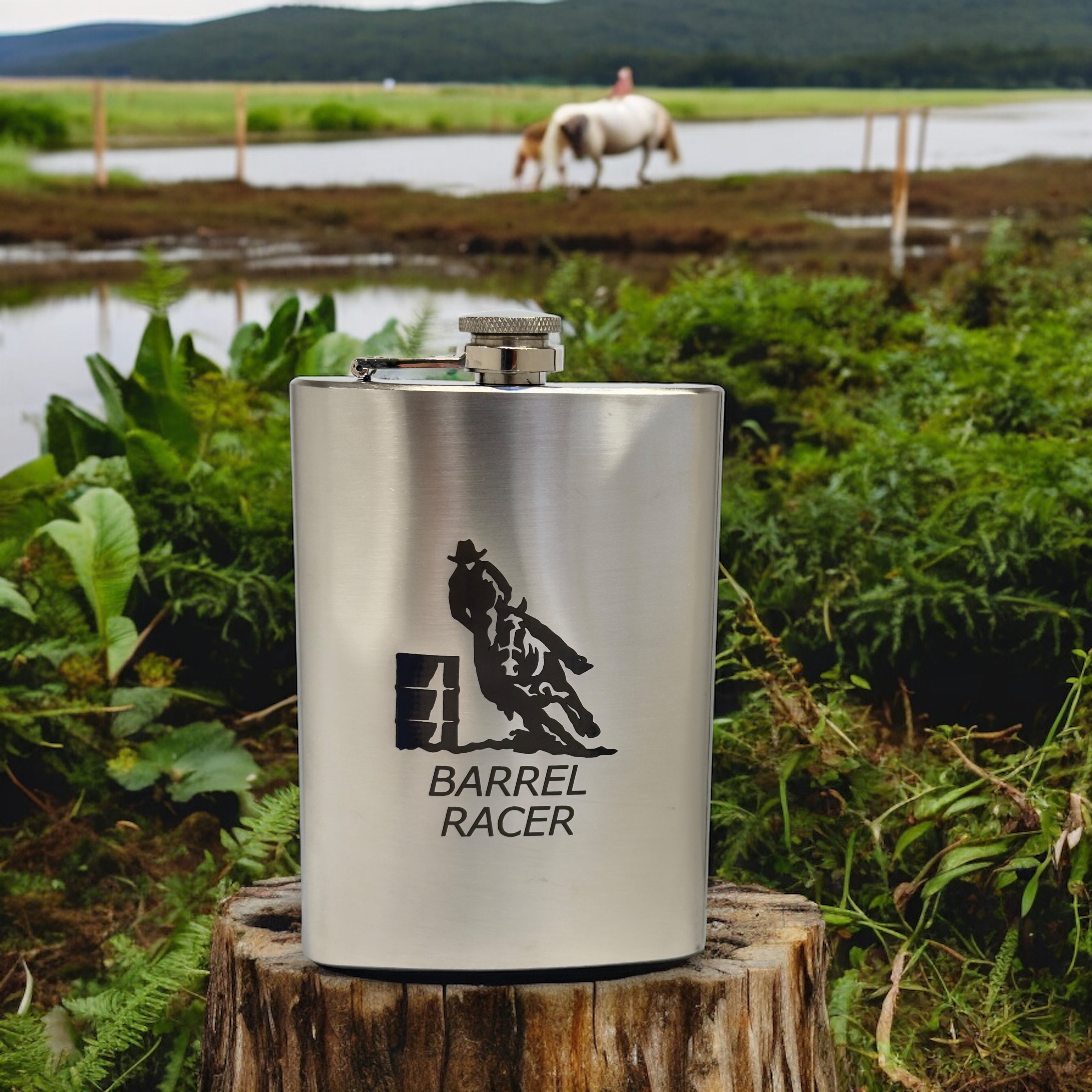 8oz Barrel Racer Stainless Steel Flask
