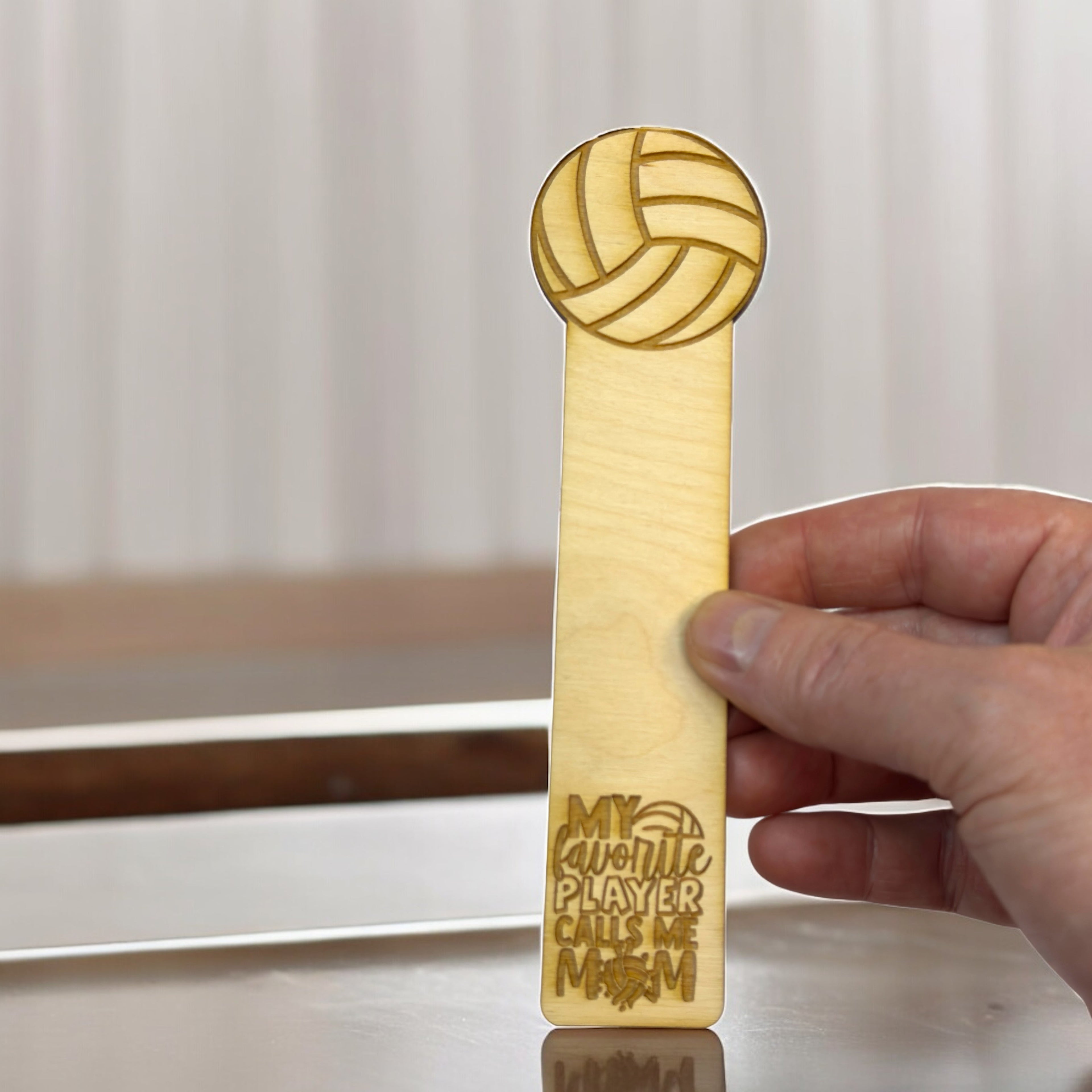 Bookmark - Volleyball My favorite player calls me mom - Birch wood