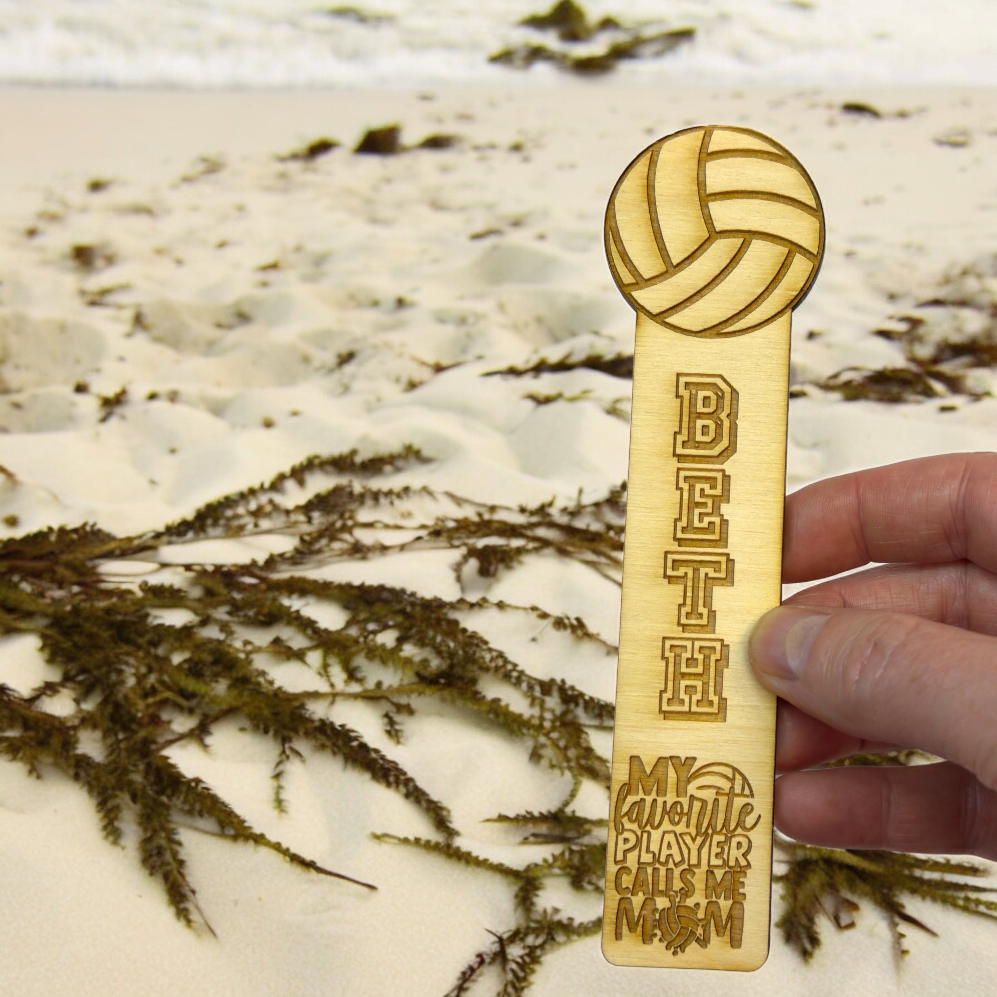 Bookmark - PERSONALIZED Volleyball My favorite player calls me mom - wood