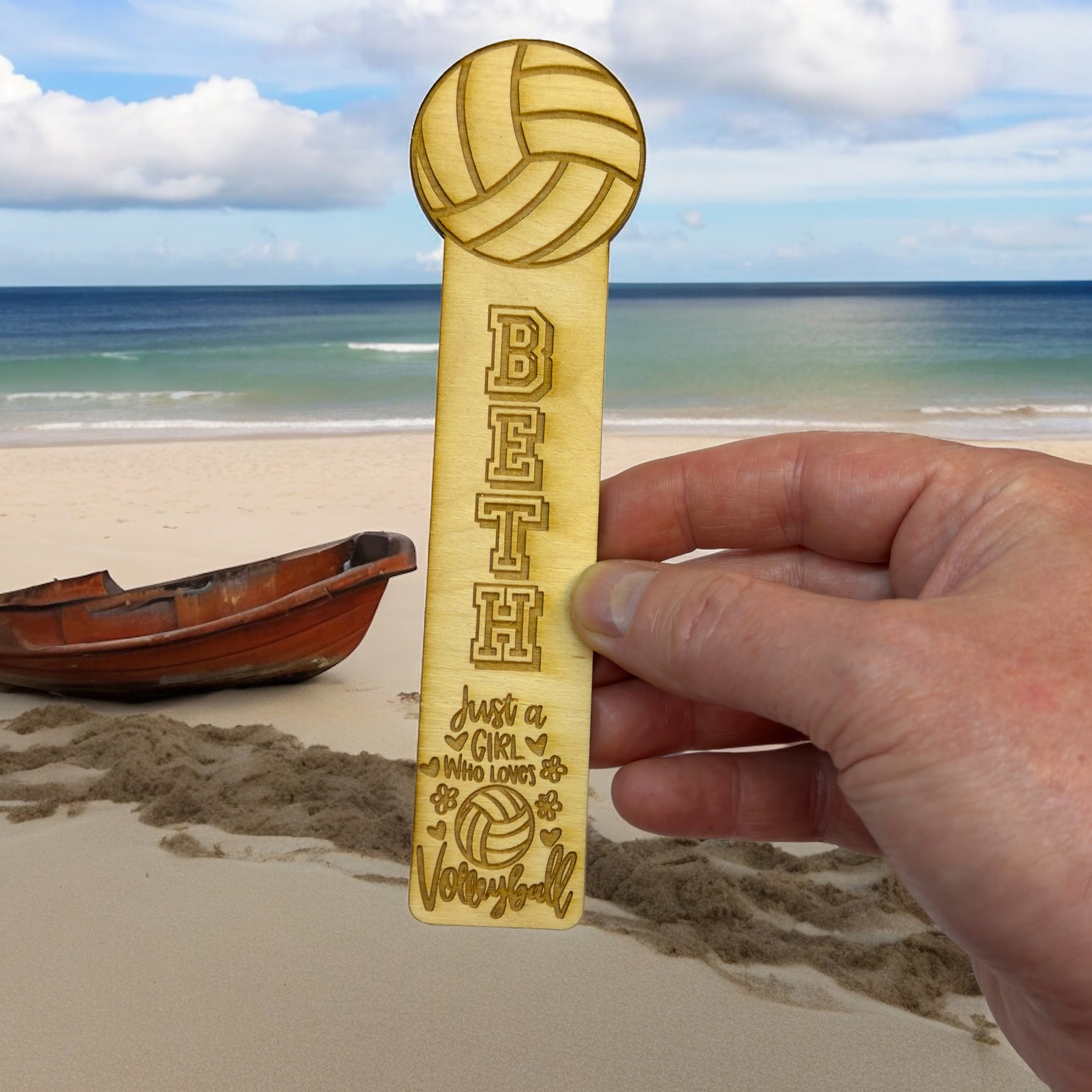 Bookmark - PERSONALIZED Just a girl who loves volleyball - Birch wood