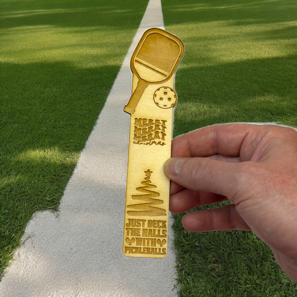 Bookmark - Just deck the halls with pickleballs - Birch wood