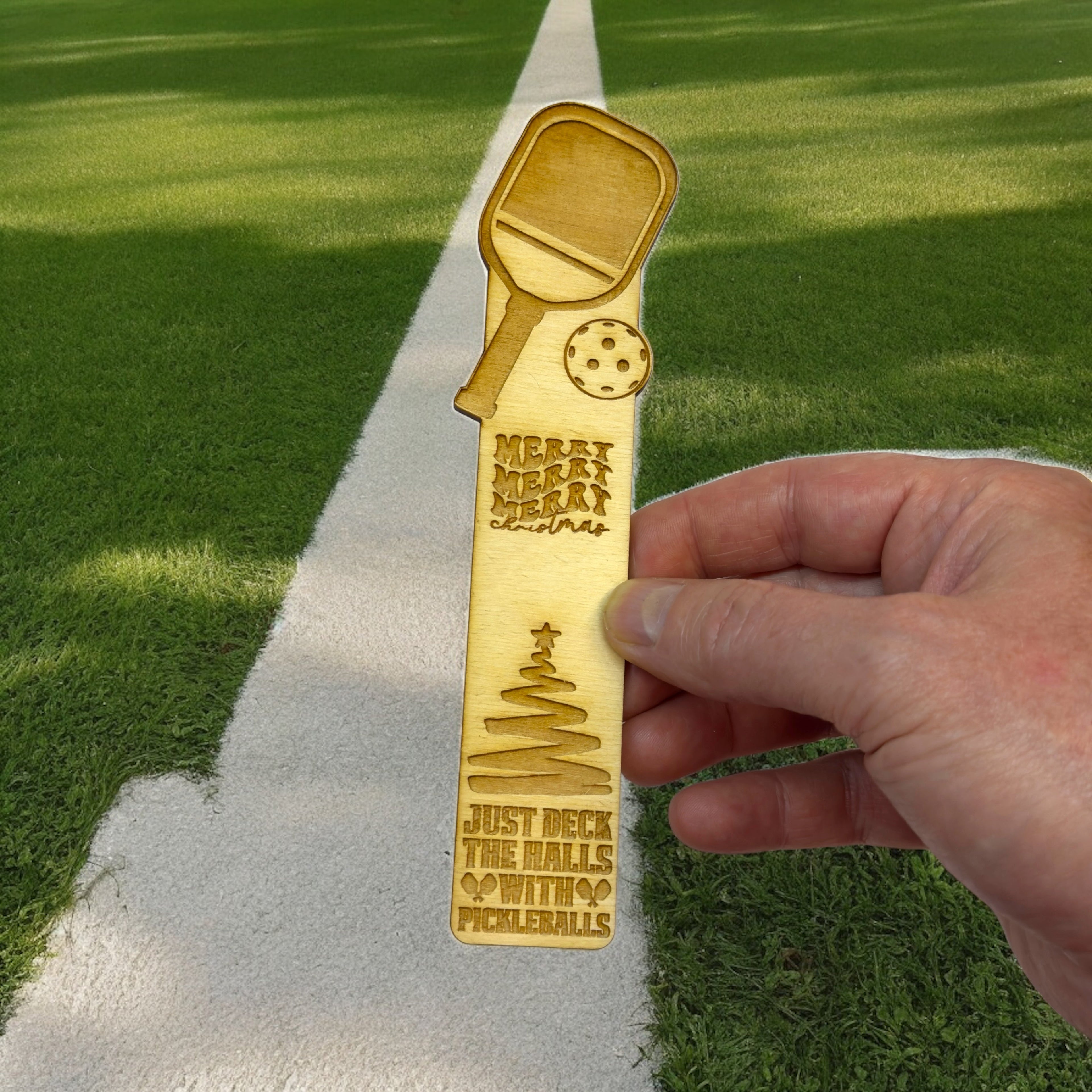 Bookmark - Just deck the halls with pickleballs - Birch wood