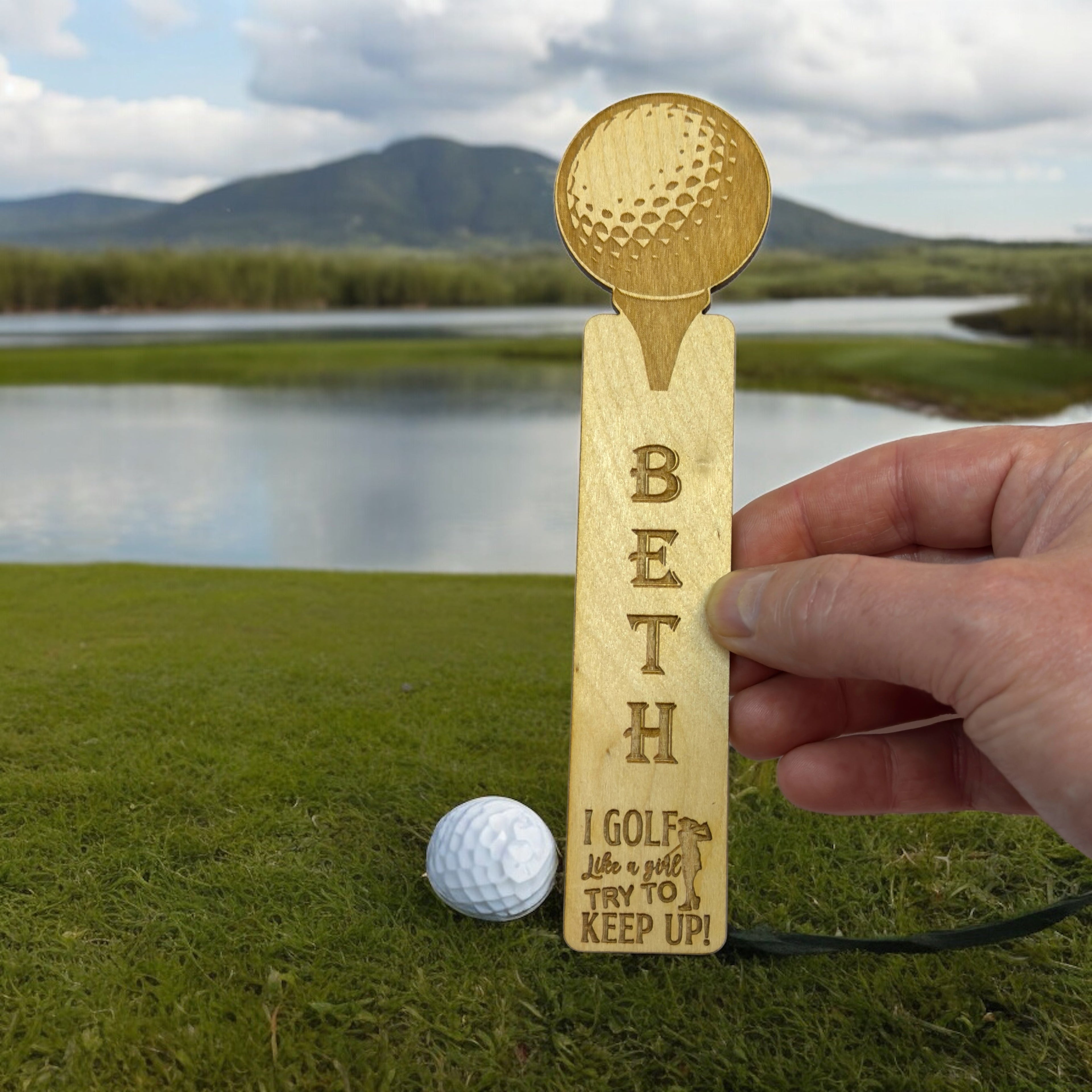 Bookmark - PERSONALIZED I Golf like a girl Try to Keep Up - Birch wood
