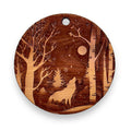 Winter Wolf - Raw Cedar Ornament 3x3in
