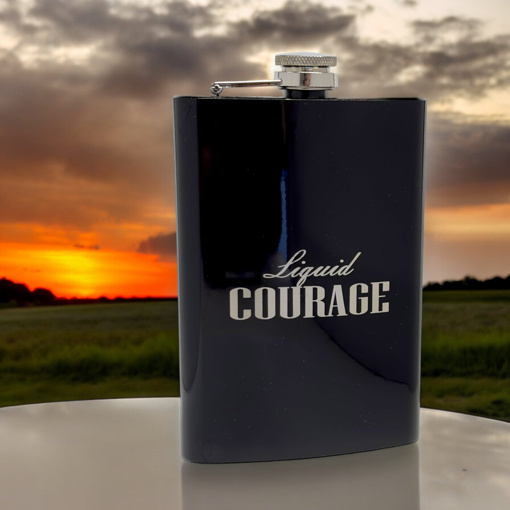 8oz BLACK Liquid Courage Flask