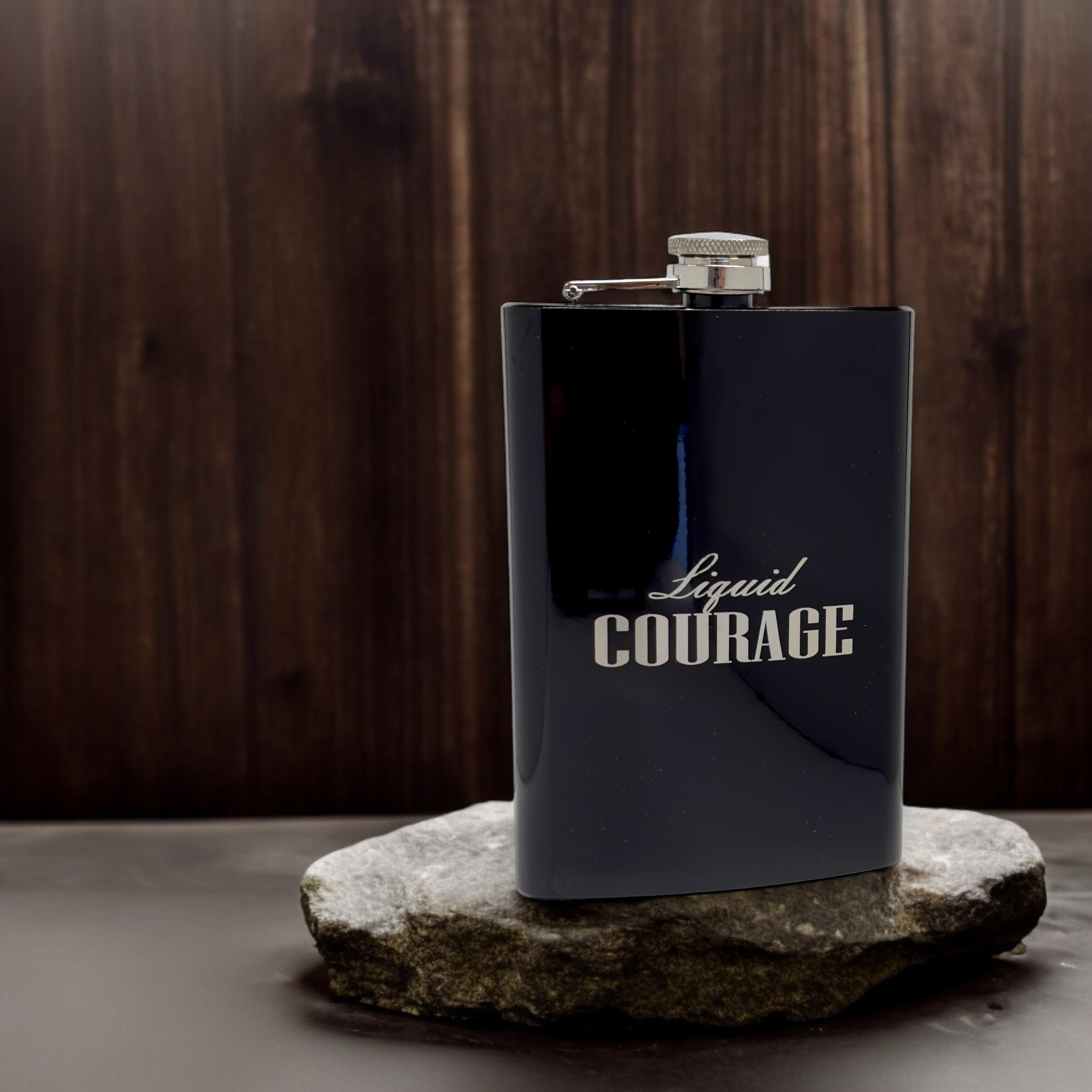 8oz BLACK Liquid Courage Flask