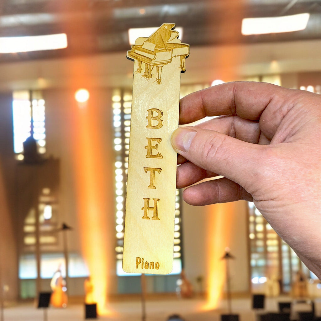 Bookmark - PERSONALIZED Piano - birch wood