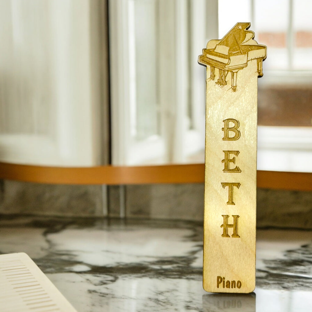 Bookmark - PERSONALIZED Piano - birch wood