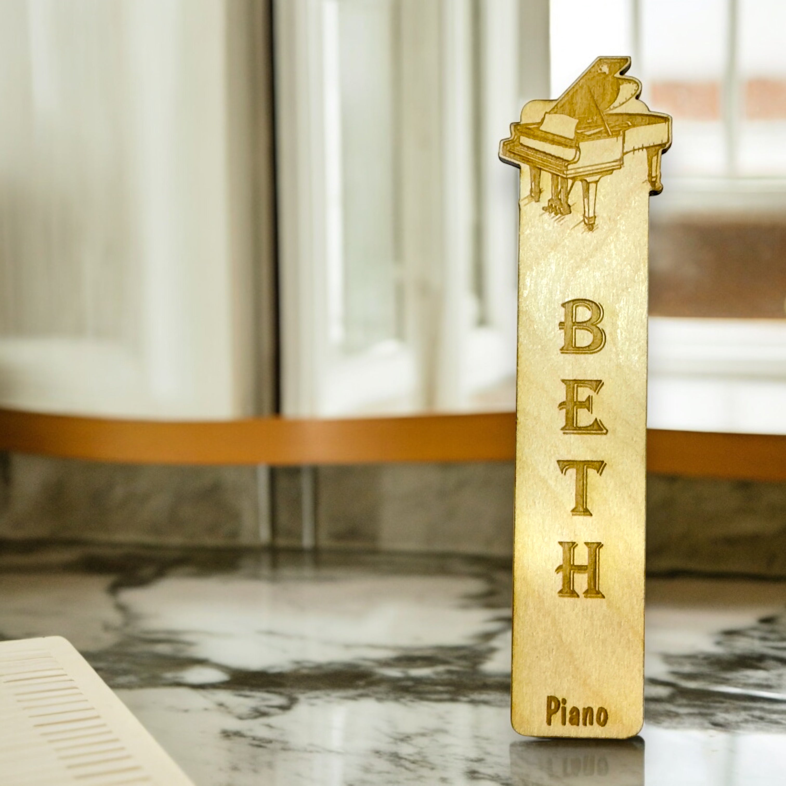 Bookmark - PERSONALIZED Piano - birch wood