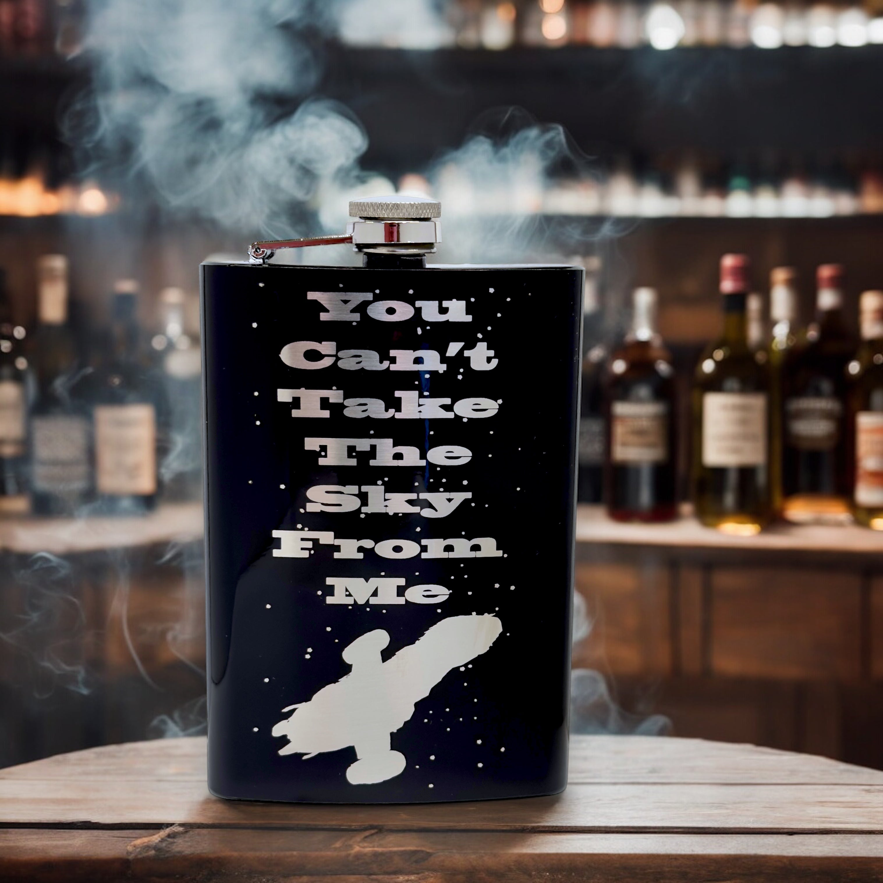 8oz BLACK You Can't Take the Sky From Me Flask