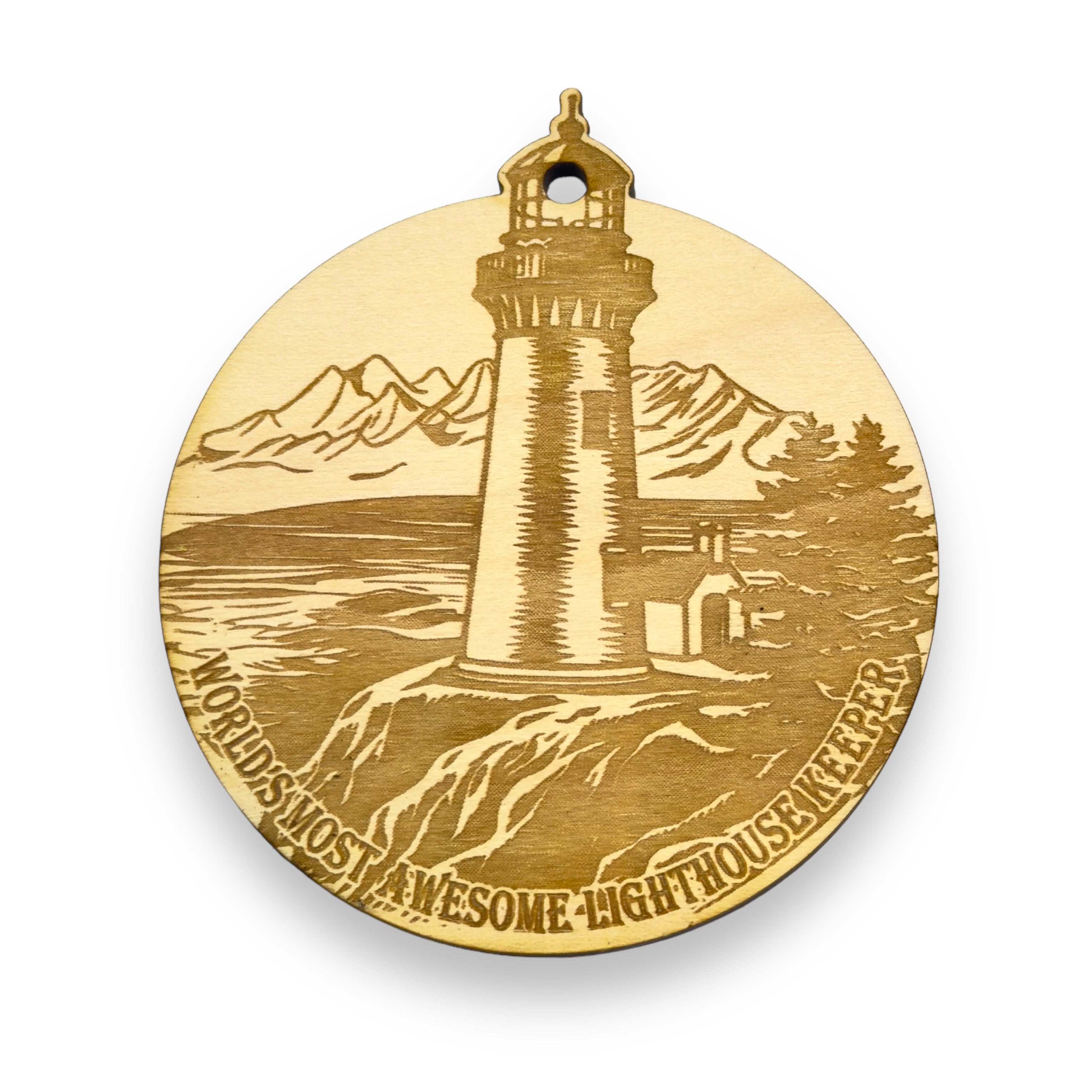 Ornament - Worlds most awesome Lighthouse Keeper Raw Wood