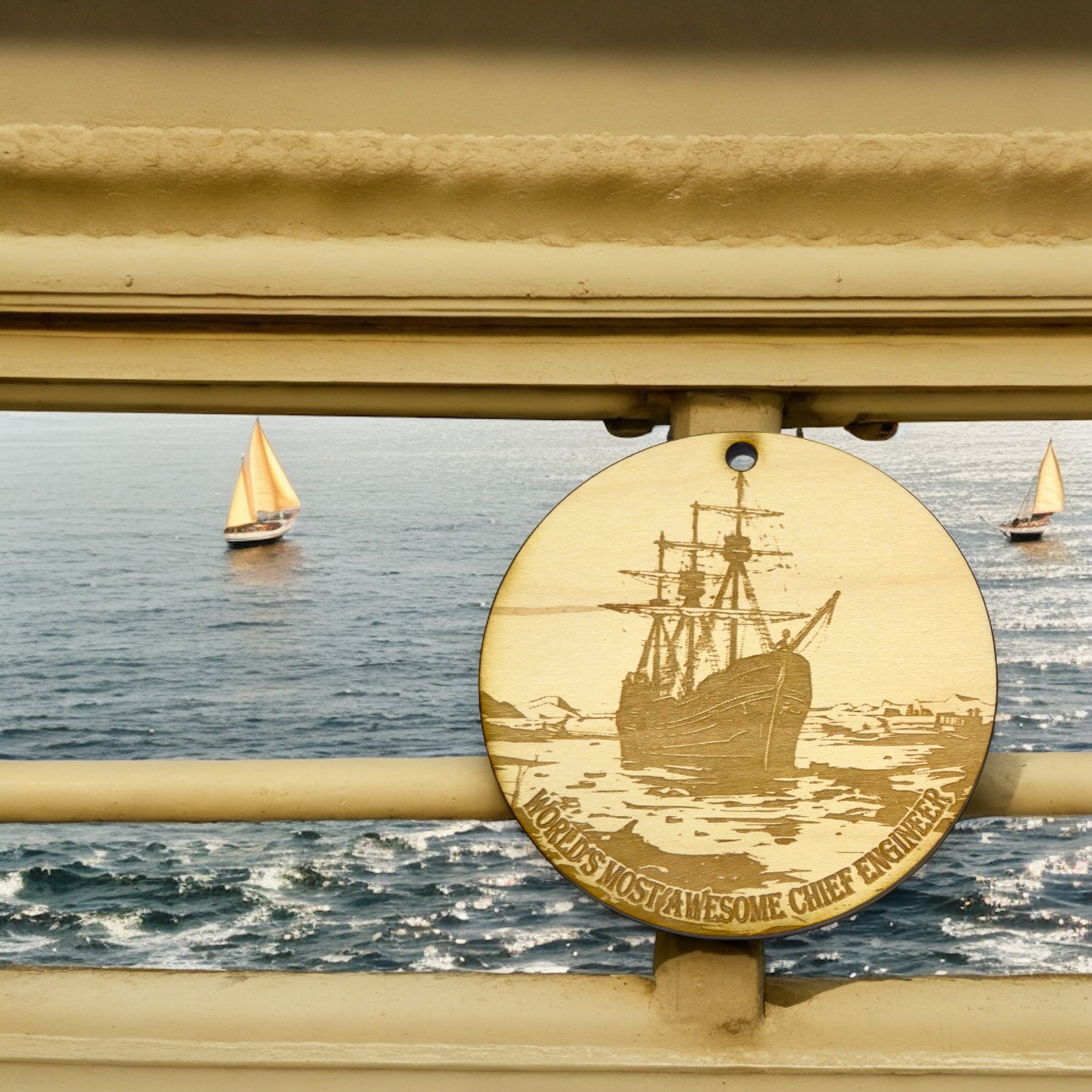 Ornament - World's Most Awesome Chief Engineer Raw Wood