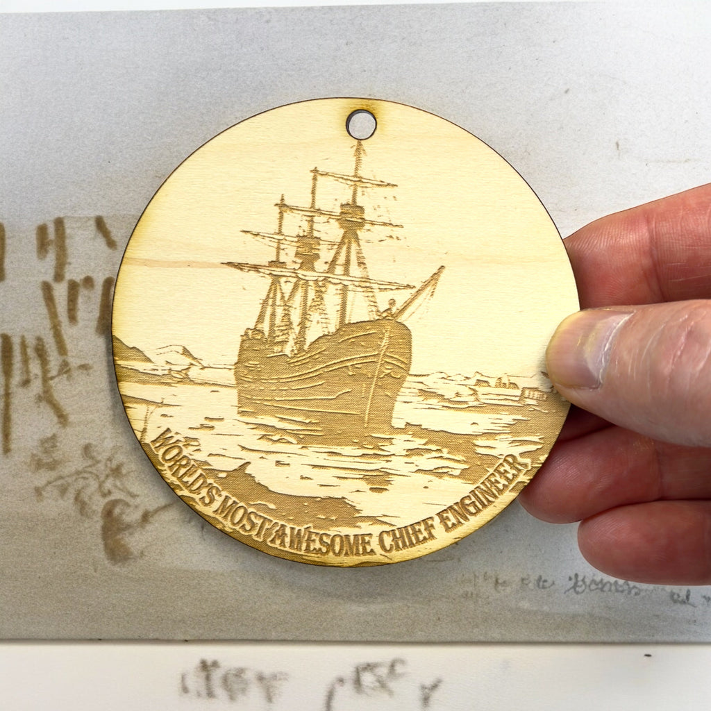 Ornament - World's Most Awesome Chief Engineer Raw Wood
