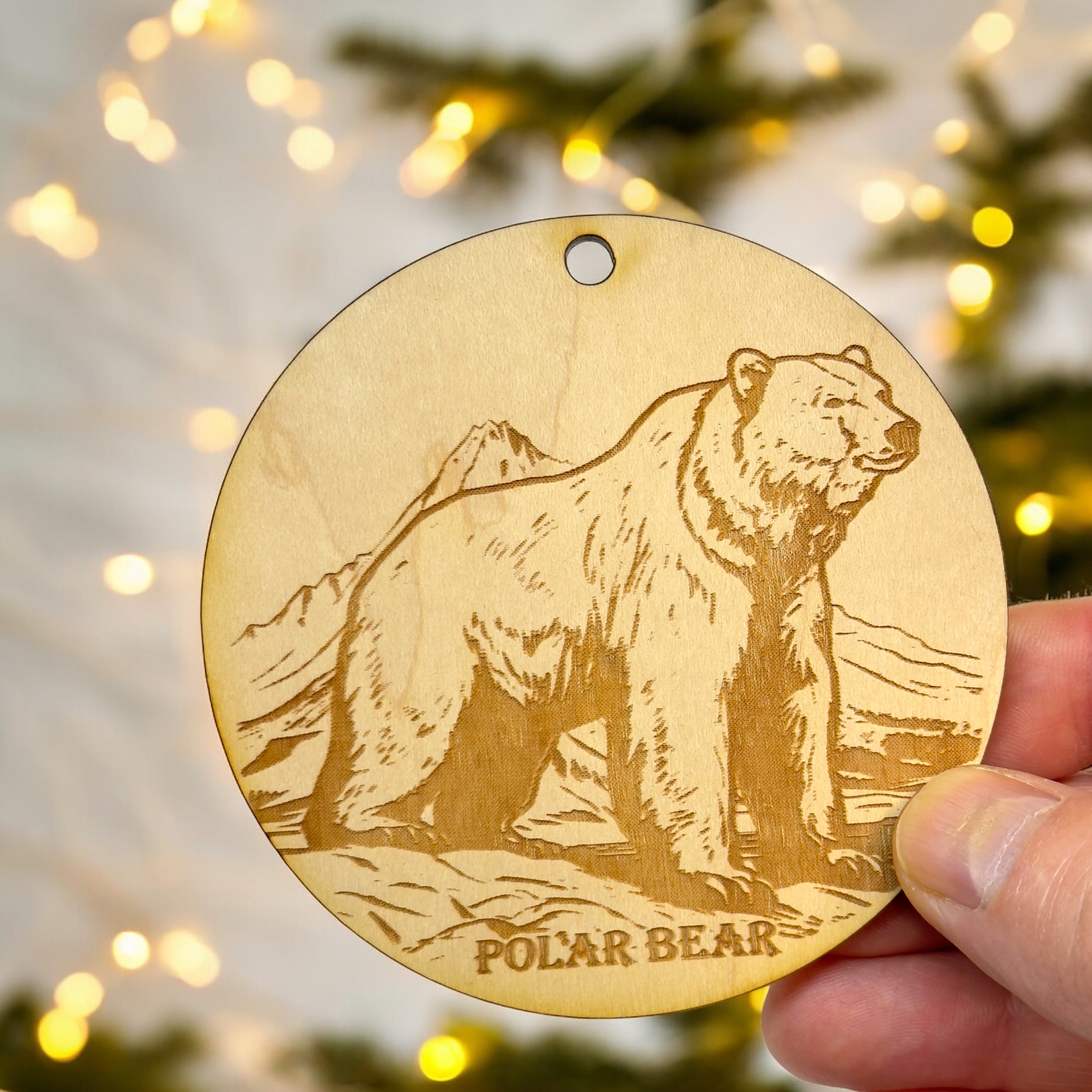 Ornament - Polar Bear Raw Wood