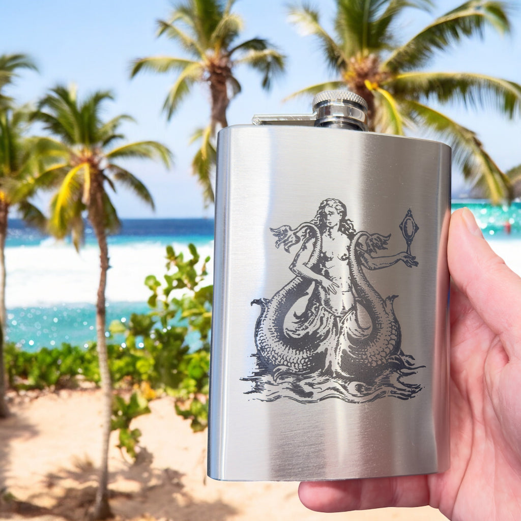 8oz Vintage Siren Stainless Steel Flask