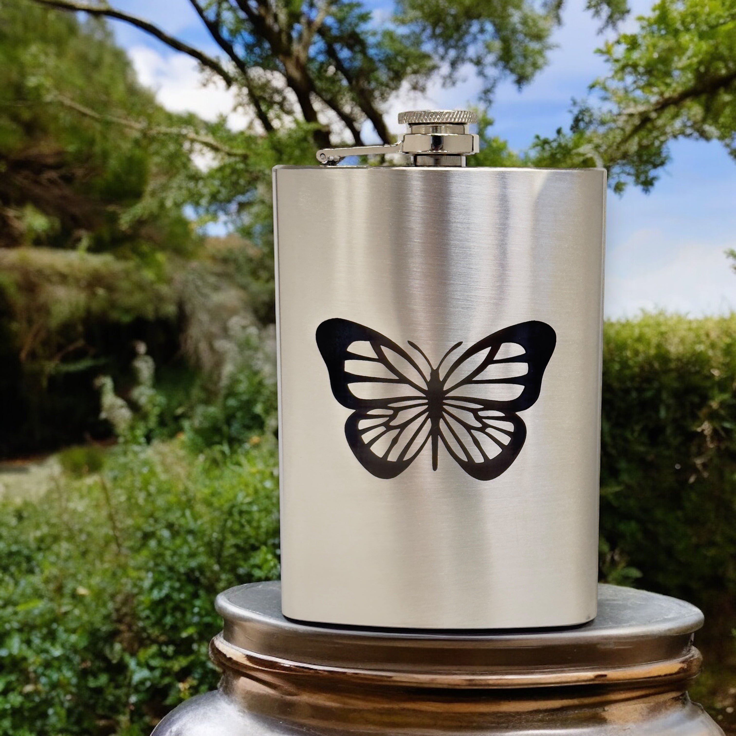 8oz Monarch Butterfly Stainless Steel Flask