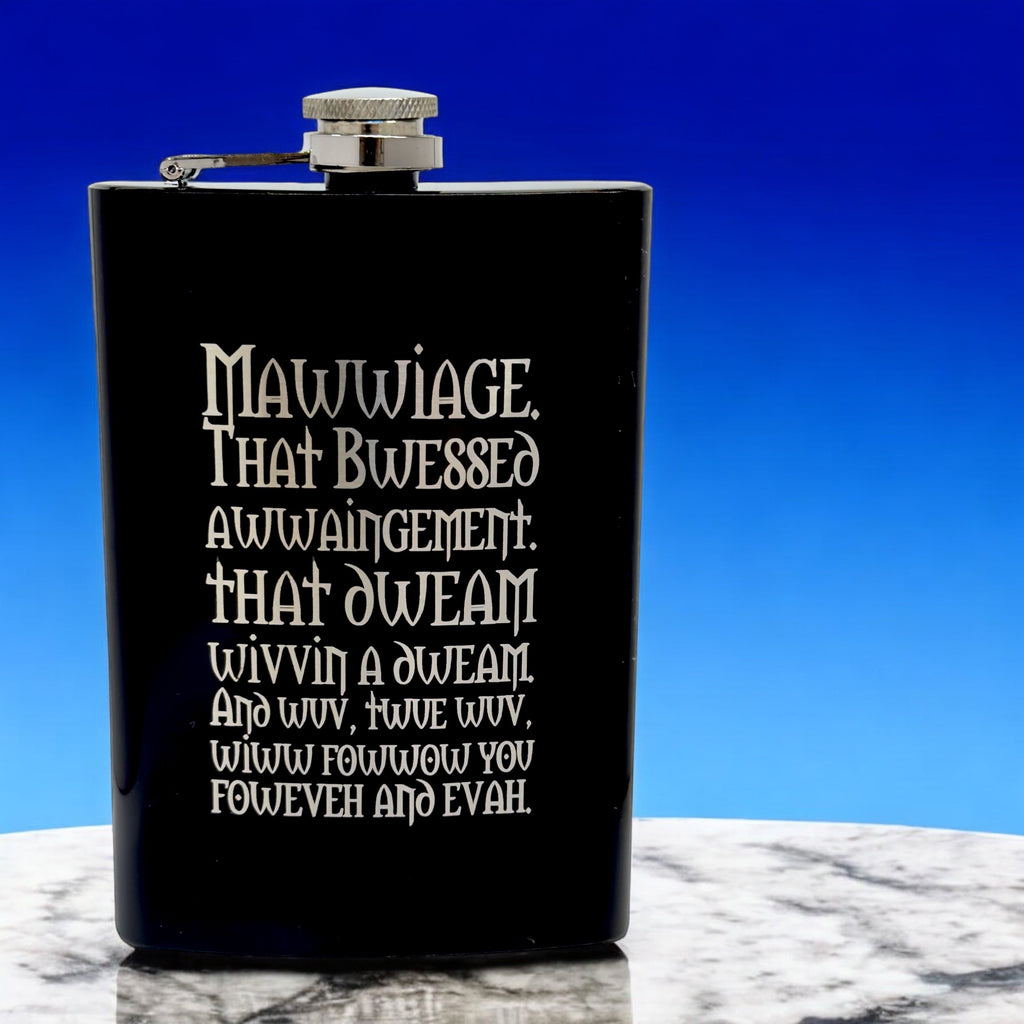 8oz BLACK Mawwiage That Bwessed Awwaingement Flask
