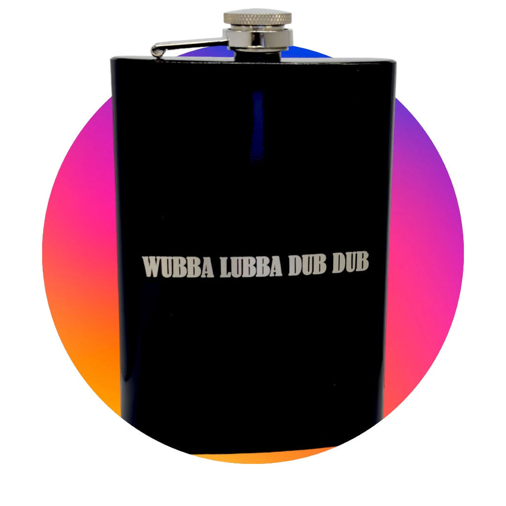 8oz Black Wubba Lubba Dub Dub Flask