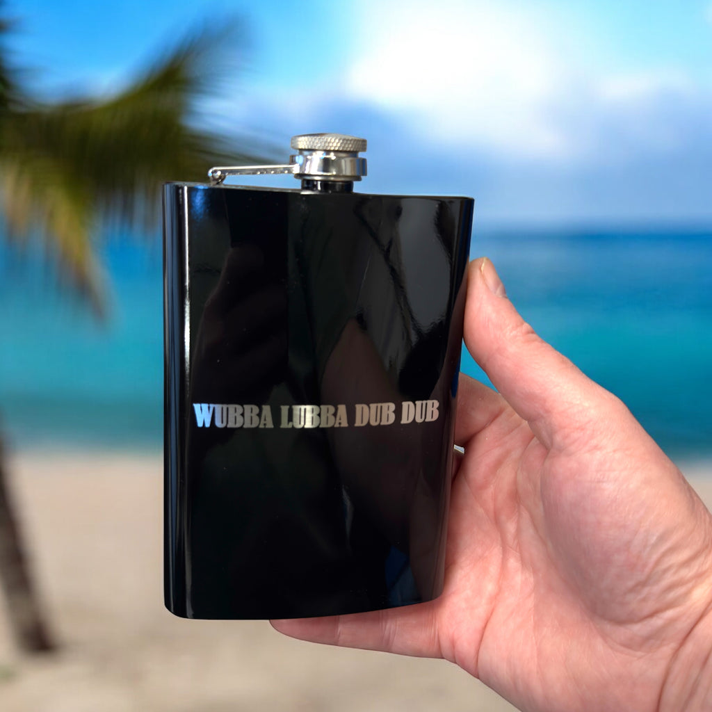 8oz Black Wubba Lubba Dub Dub Flask