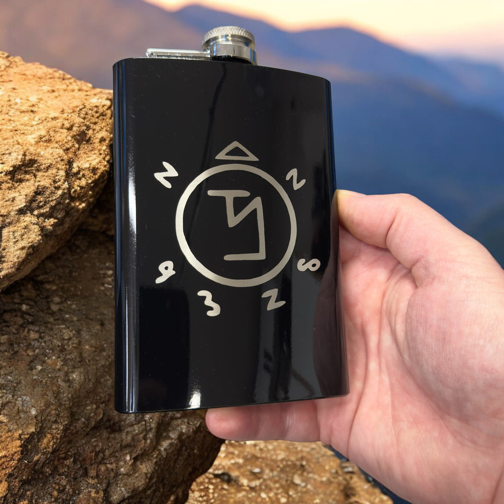 8oz BLACK Angel Ward Flask