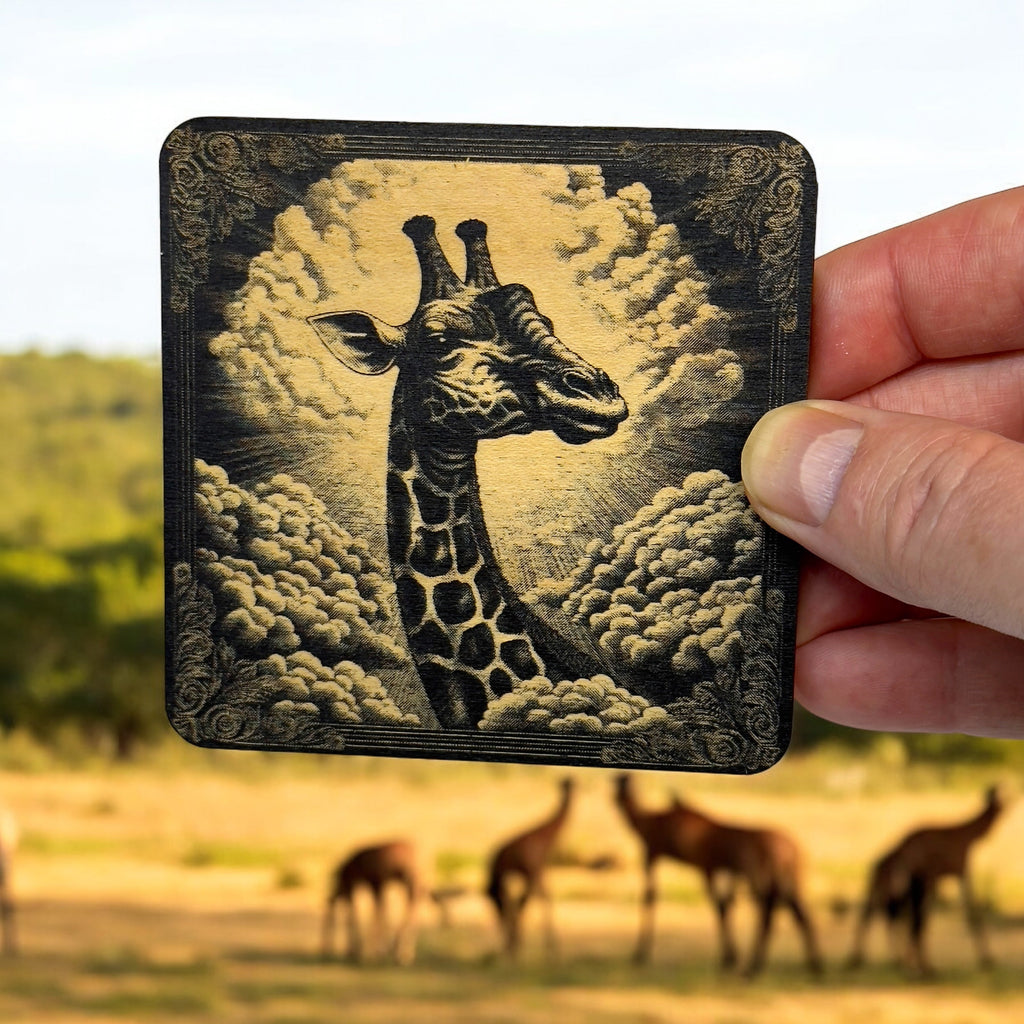 Coasters - Black - Giraffe -  Set of 2