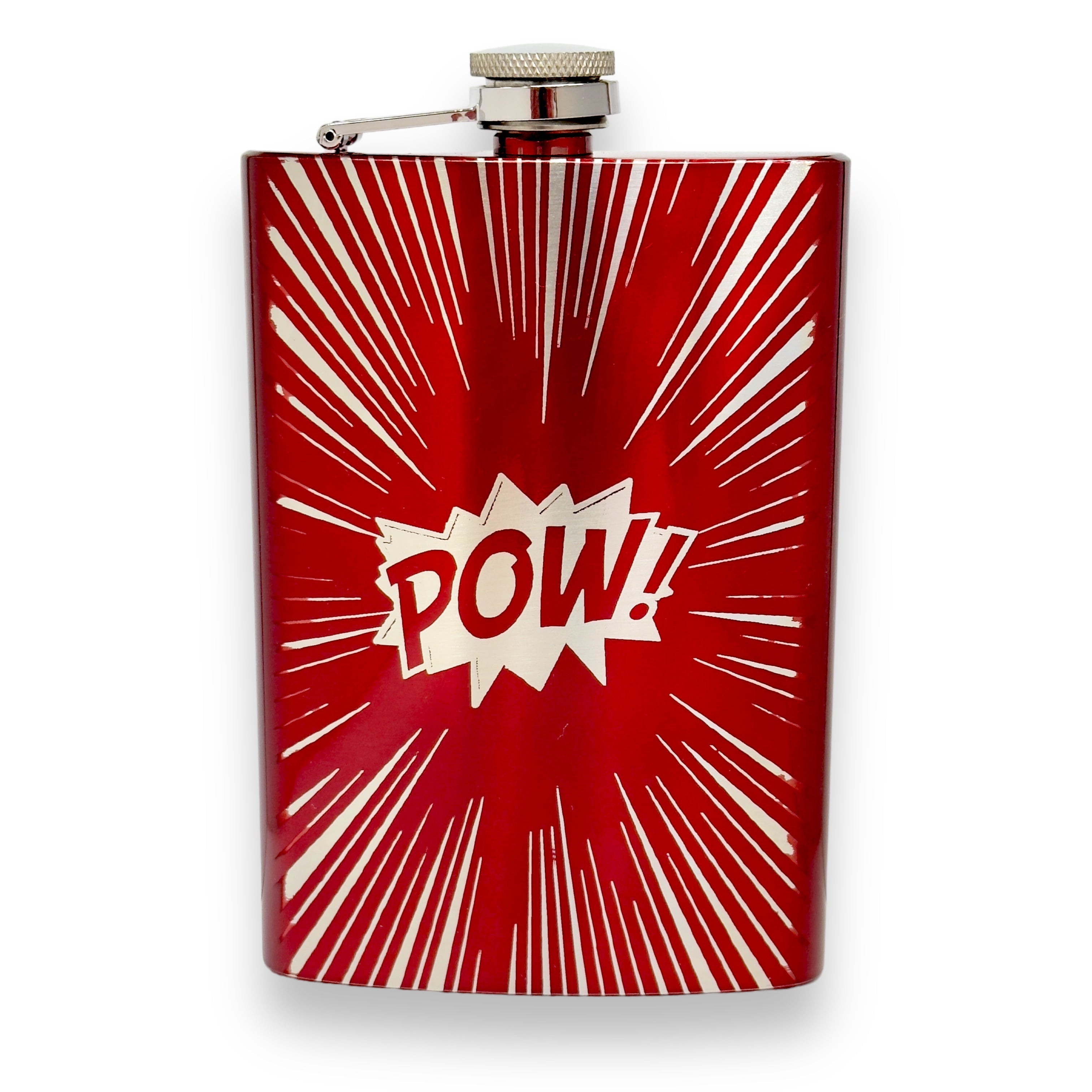 8oz RED POW Flask Comic Book Novelty