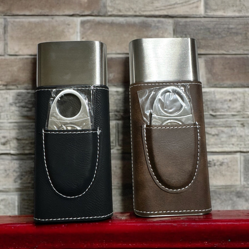 Cigar Case with Cutter - The Lovers Tarot Card - Leather