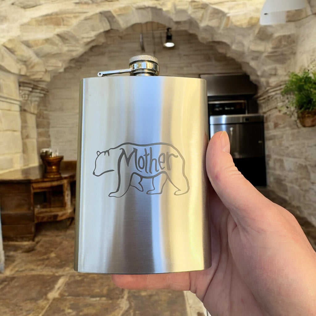 8oz Mother Bear Stainless Steel Flask