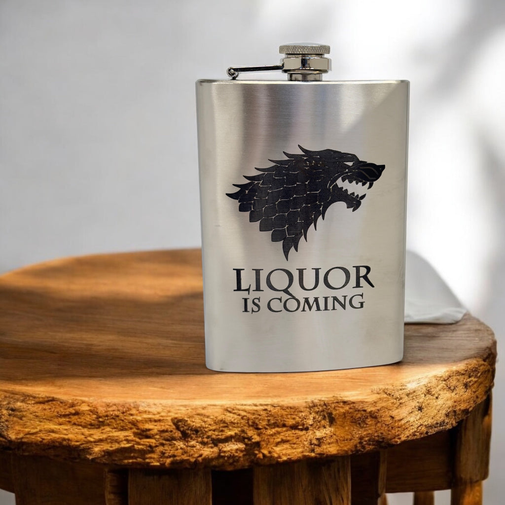 8oz Liquor Is Coming Stainless Steel Flask