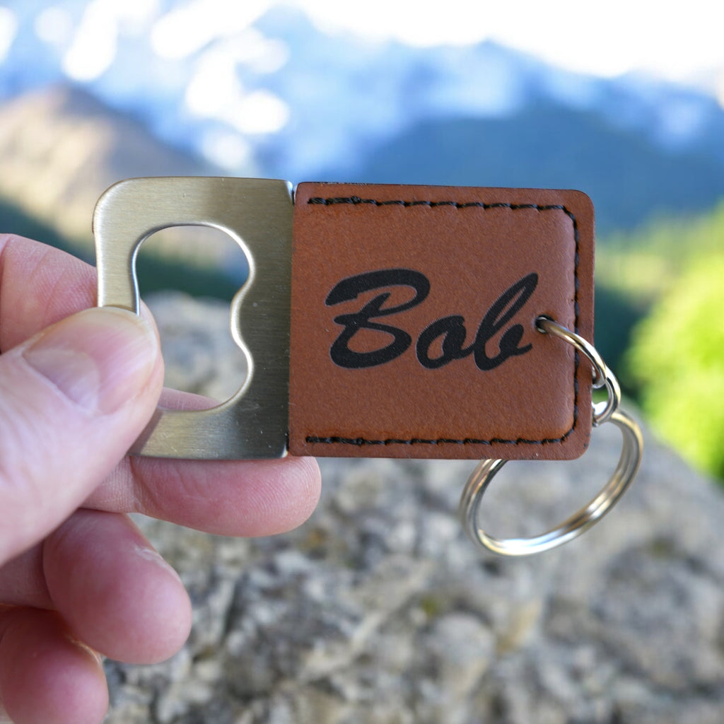 Keychain - Bottle Opener -PERSONALIZED - Leather