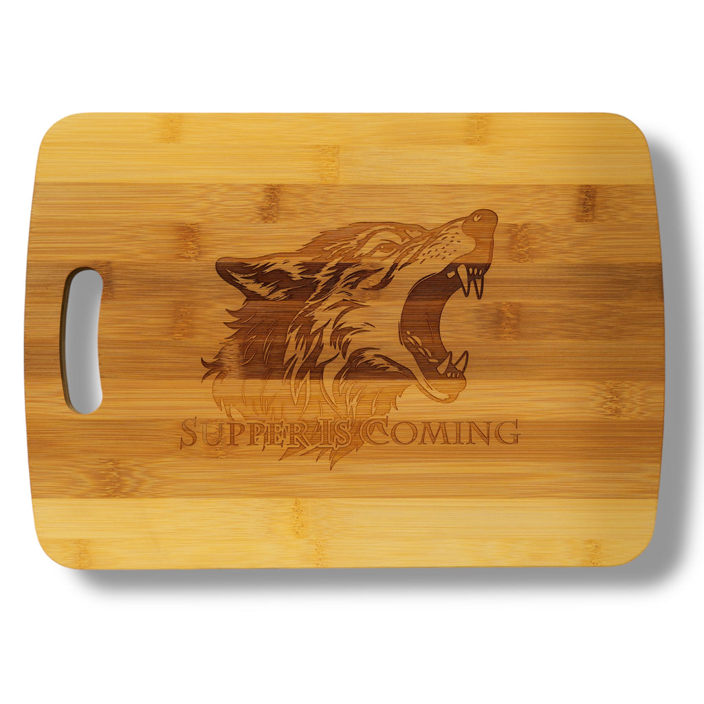 Cutting Board - Supper is Coming 14''x9.5''x.5'' Bamboo